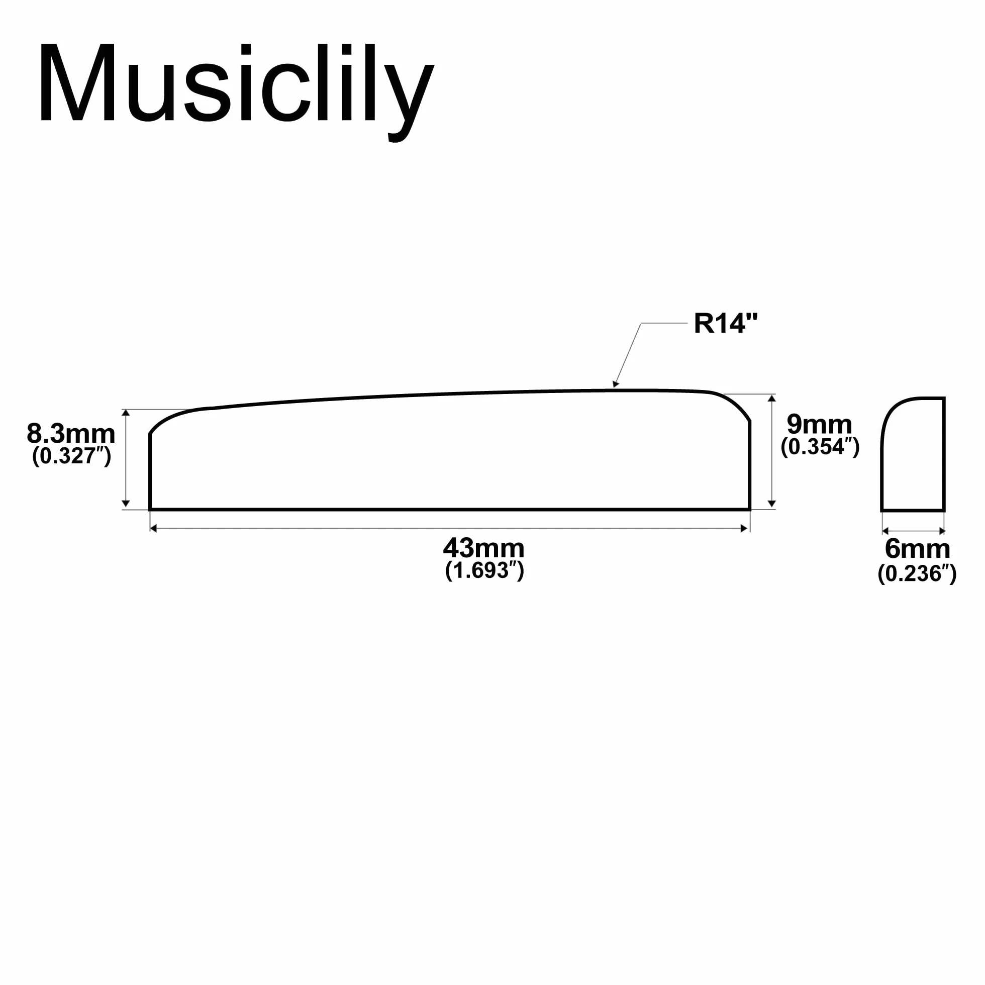 Musiclily Kość Materiał na Siodełko Nut do Gitary Elektrycznej lub Akustycznej Typu USA Les Paul (2 szt.)