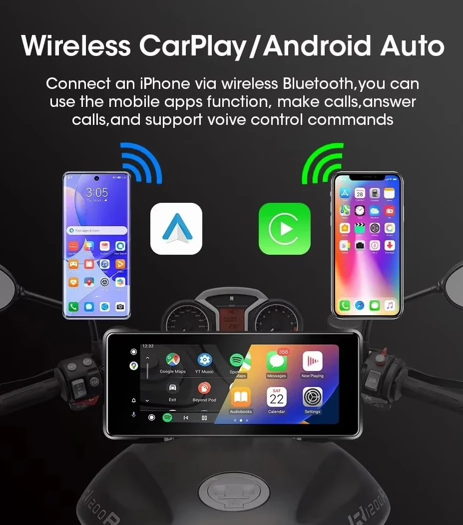 Nawigacja motocyklowa Carplay z wyświetlaczem 7" z systemem Android, w zestawie kamera i dvr z okrągłym mocowaniem kierownicy 7 cali prezent świąteczny z uchwytami samochodowymi i motocyklowymi