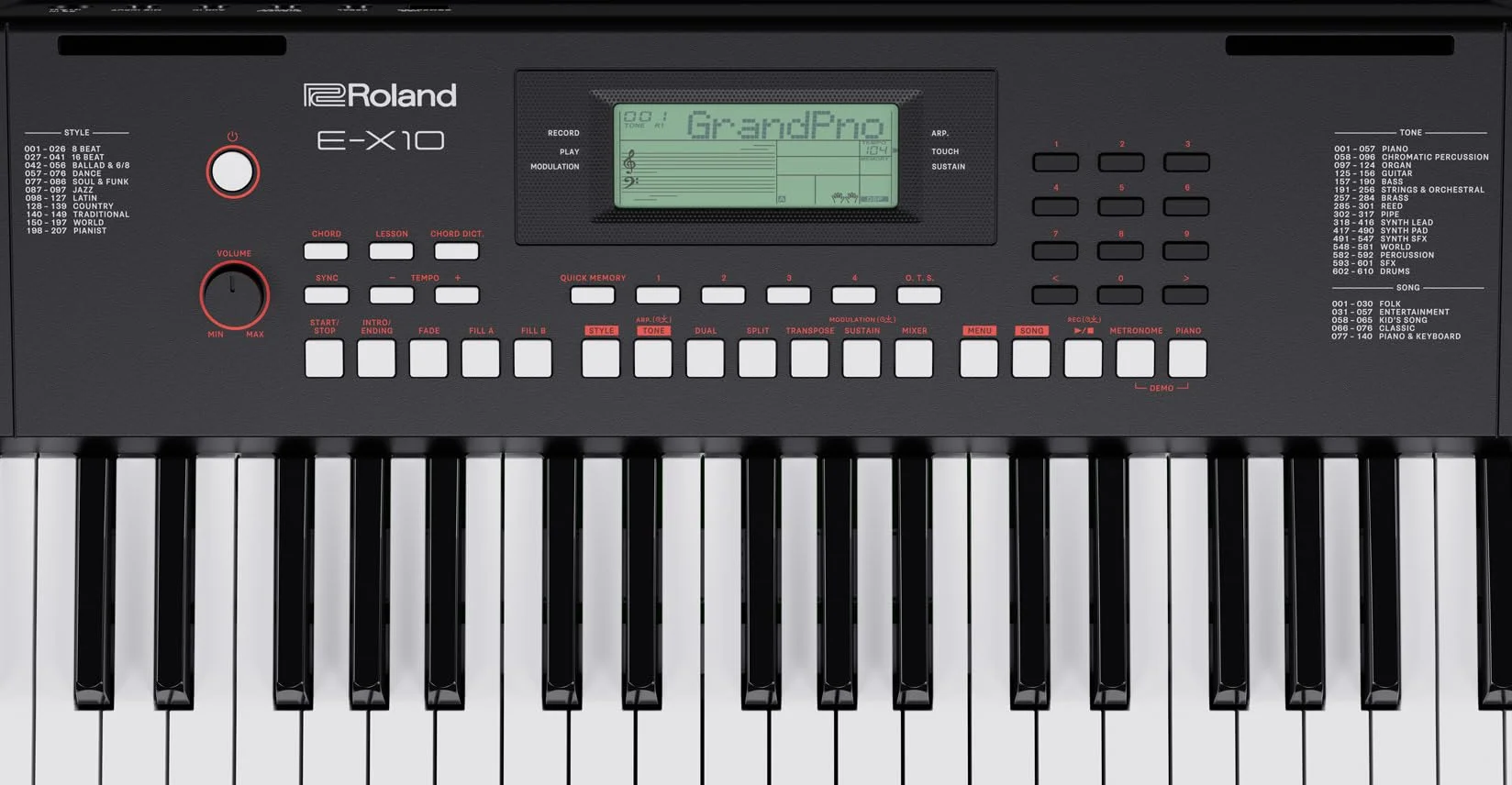 Klawiatura Roland E-X10 | 61-klawiszowe pianino idealne dla początkujących i do nauki | 600+ brzmień | System głośników stereo | 140 wbudowanych utworów | Sterowanie MIDI przez port USB