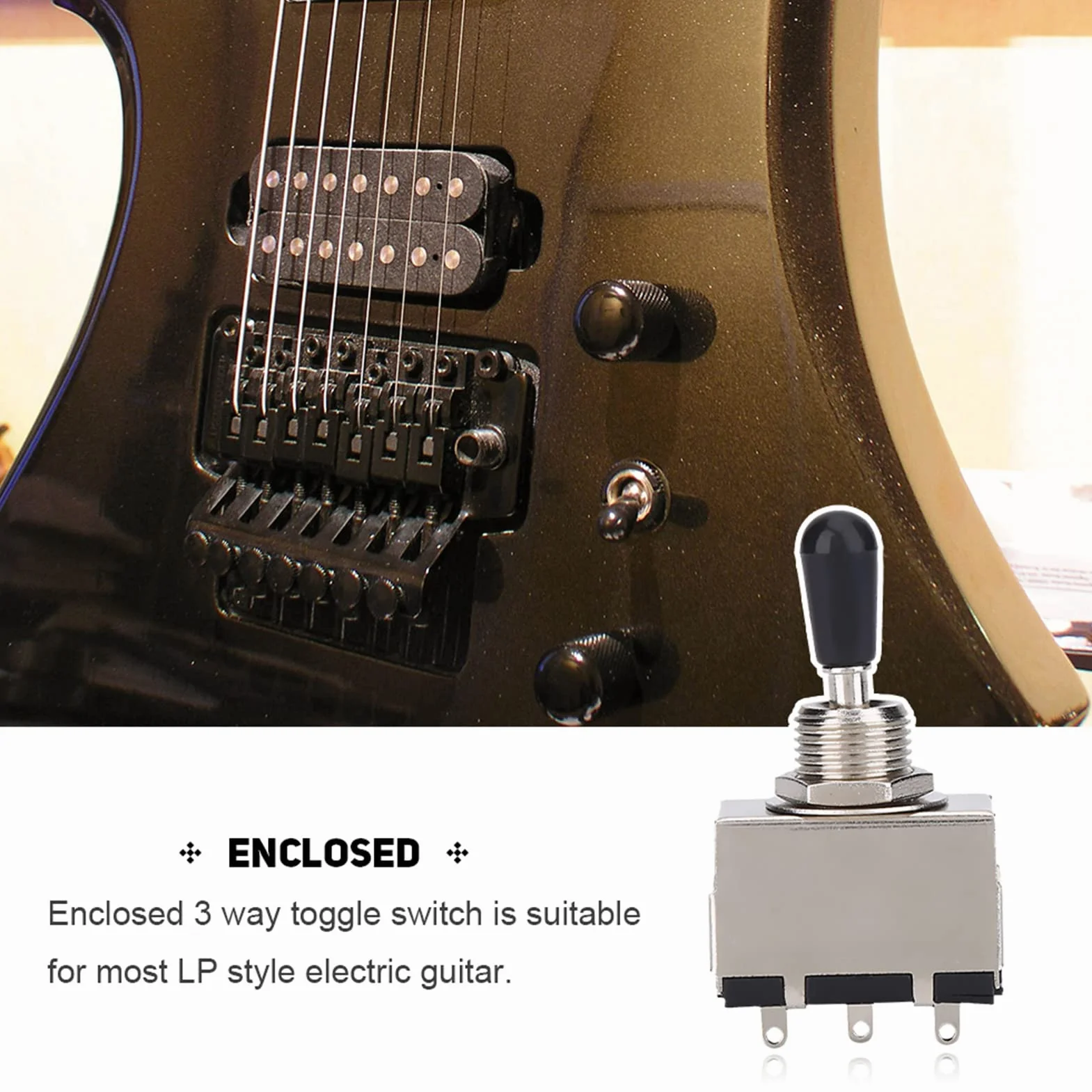 Gitara 3-drożny przełącznik 3-drożny przełącznik, 3-drożny przełącznik do czarnej końcówki część zamienna do gitary elektrycznej w stylu LP części do gitary akustycznej i klasycznej
