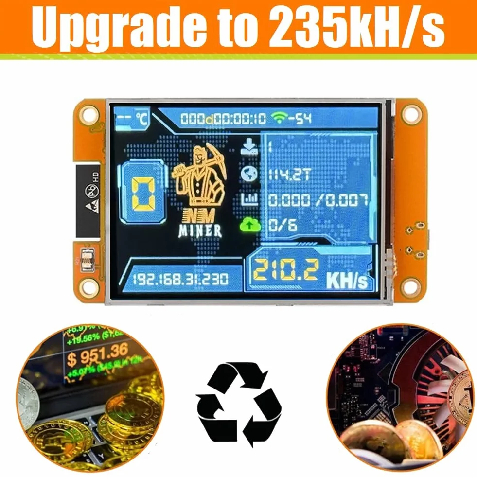 NMMiner NerdMiner 235KH/S Harshrate Bitcoin Crypto Solo Lottery Miner 2,8 Smart Display ulepszony NerdMiner