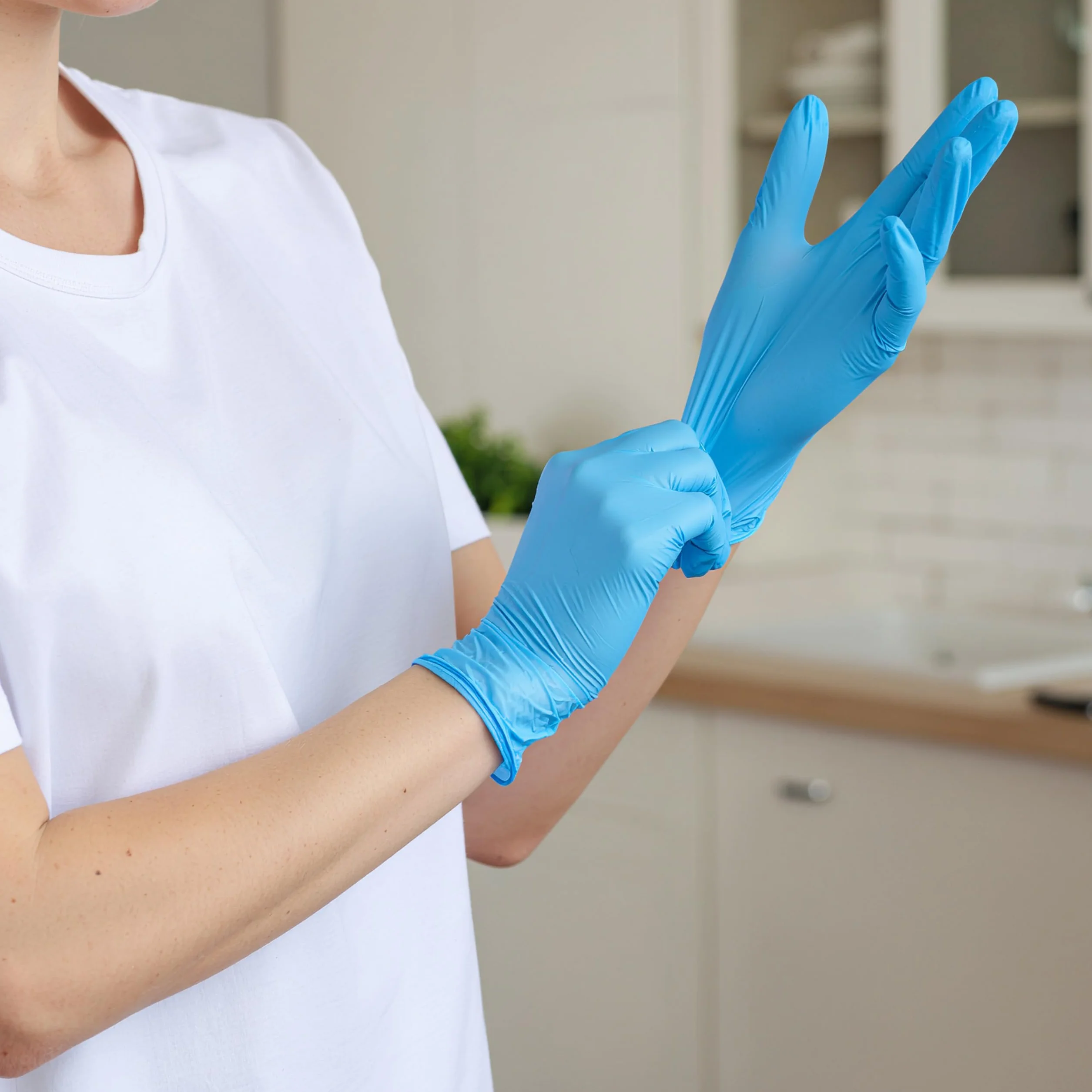 Rękawice nitrylowe, bez pudru, 100 sztuk, niebieskie, L – mocne rękawiczki jednorazowe – nie zawierają lateksu, obustronnie przenośne, wytrzymałe i odporne na chemikalia