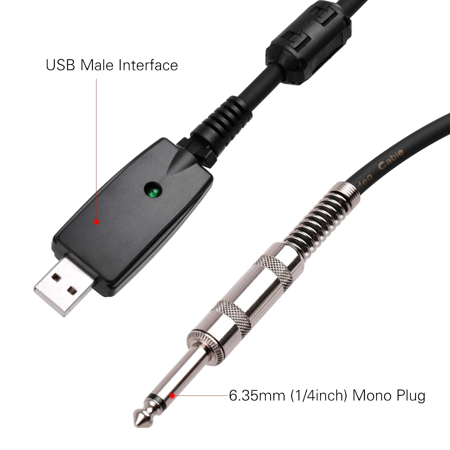 Kabel Rocksmith Real Tone USB typu a męski na 6,35 mm mono Przewód do gitary elektrycznej Profesjonalna gitara do komputera USB Zgodny z systemem operacyjnym Os X 10.9 lub nowszym