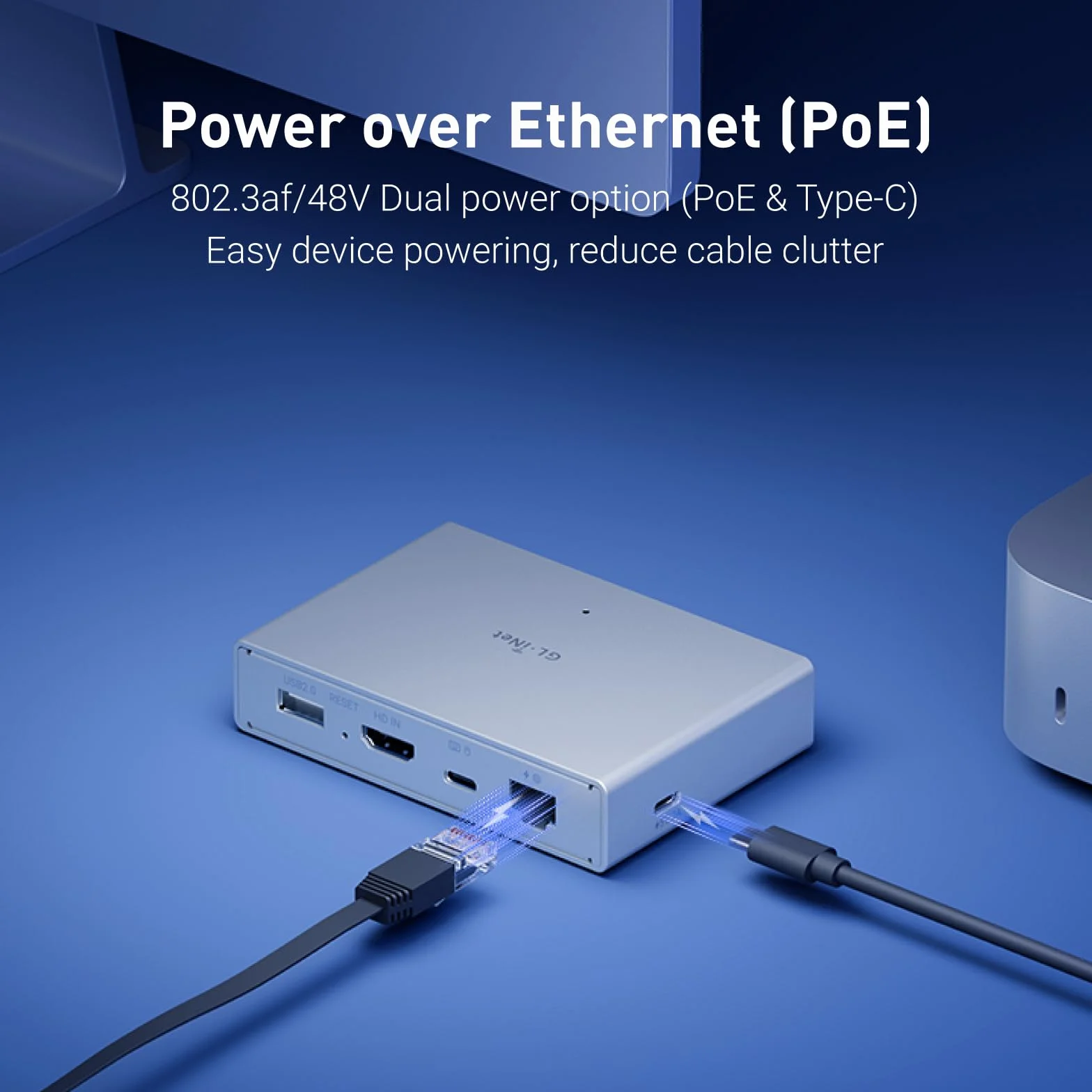 GL.iNet Comet PoE (GL-RM1PE) Zdalne sterowanie KVM przez Internet, opcja podwójnego zasilania PoE/typu C, 4K przy 30 Hz, 32 GB EMMC, obsługa do serwera PC, zdalny dostęp, zarządzanie energią
