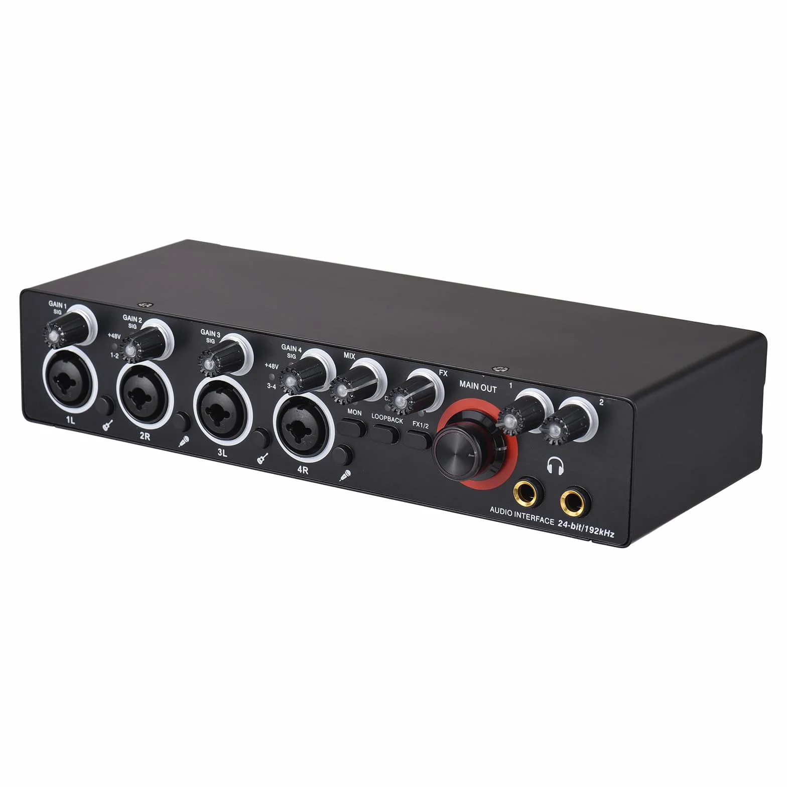 4-kanałowy interfejs audio komputera z kartą dźwiękową, 4-calowy 4-wyjściowy do profesjonalnego nagrywania transmisji na żywo karaoke, interfejs audio USB bez sterowników