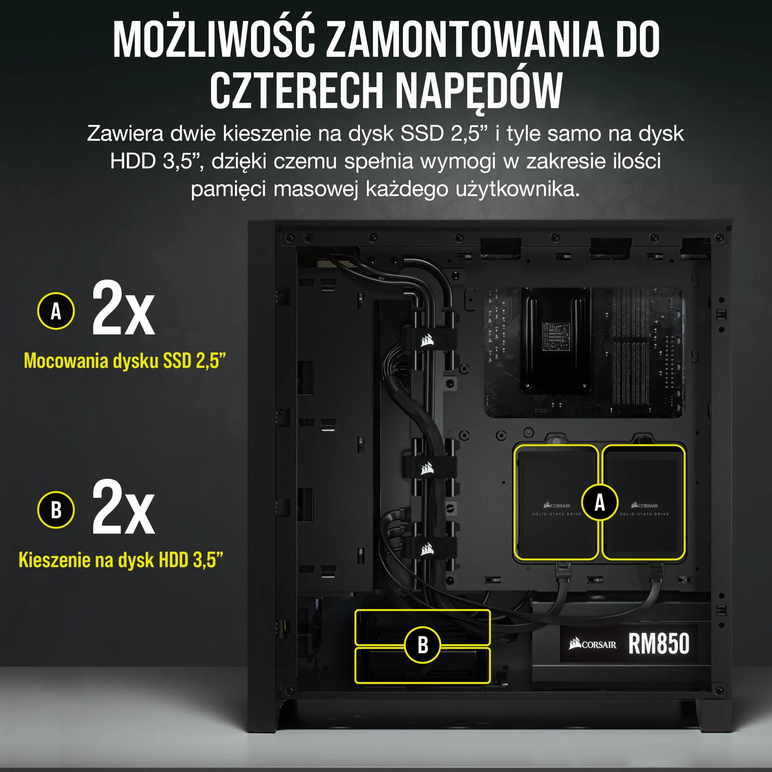 Corsair Obudowa 4000D Airflow Mid-Tower-ATX ze szkłem hartowanym (przednia osłona o dużej przepustowości powietrza, osłona boczna ze szkła hartowanego, dwa w zakresie dostawy wentylatory 120 mm)