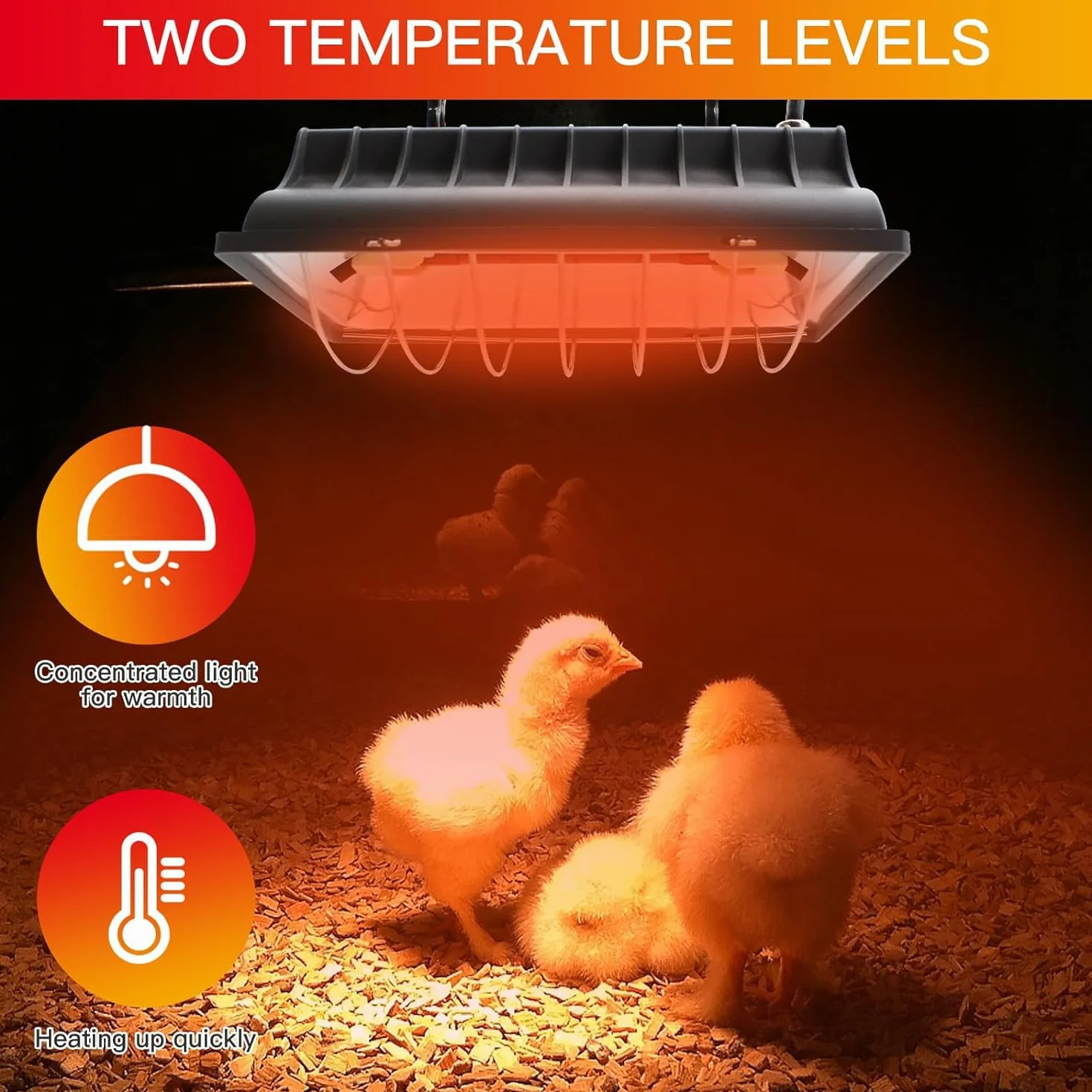HEYOUTH Lampa grzewcza dla drobiu, podgrzewacz kurczaków, podgrzewacz kurnika, stała temperatura, do hodowli piskląt, kaczek, przepiórek i ptaków (250W)