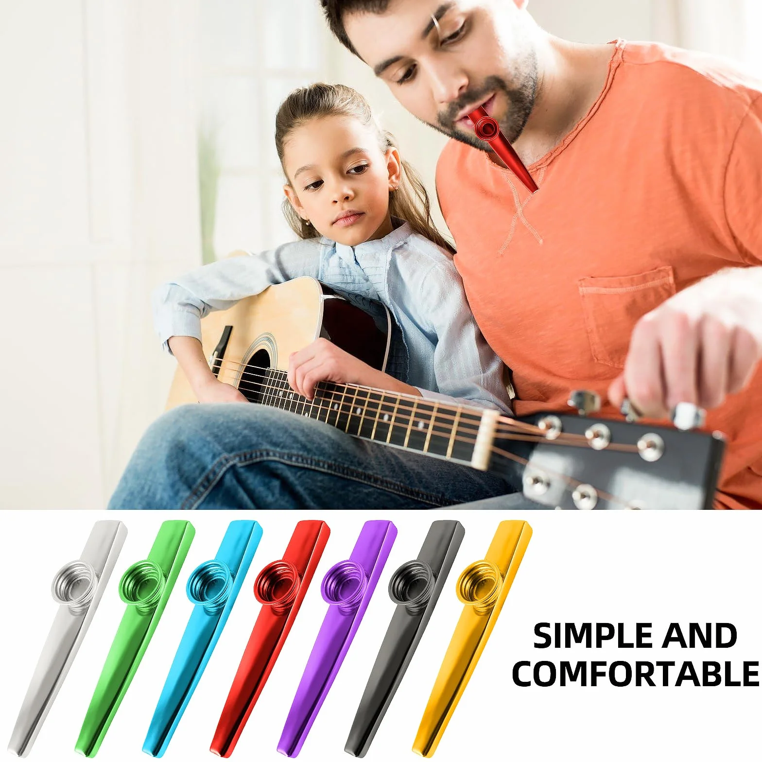 Kazoo zestaw 14 instrumentów muzycznych ze stopu aluminium – instrumenty muzyczne w 7 kolorach dla dzieci, miłośników muzyki, początkujących - prezenty na imprezę