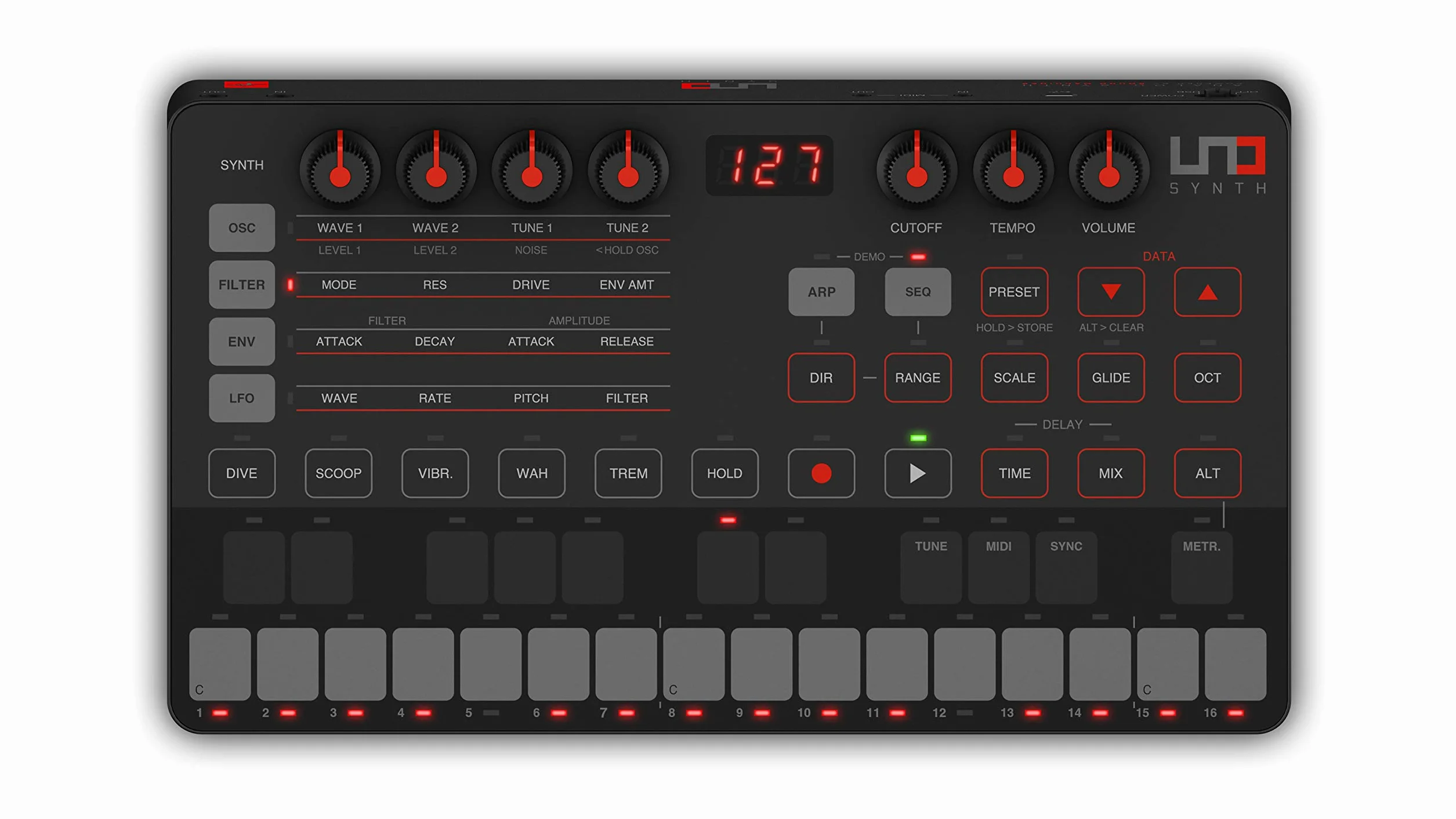 IK Multimedia IP-UNO-SYNTH-IN Analogowy Syntezator, Czarny