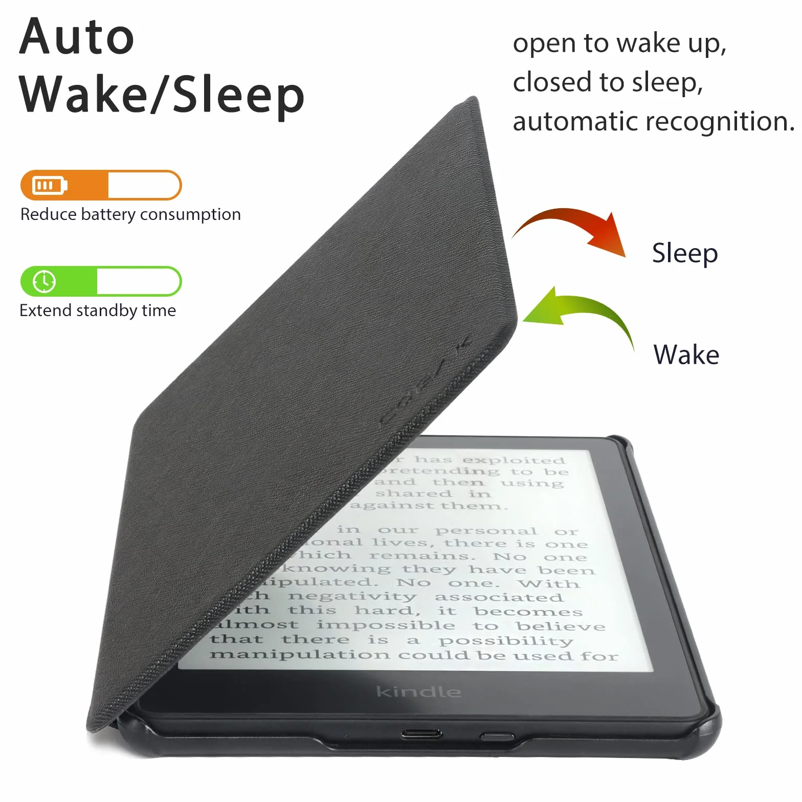 CoBak Etui Case for 6,8" Kindle Paperwhite (11. Generation - 2021) i Kindle Paperwhite Signature Edition - najcieńszy i najlżejszy pokrowiec ochronny z funkcją Auto Sleep/Wake, Czarne
