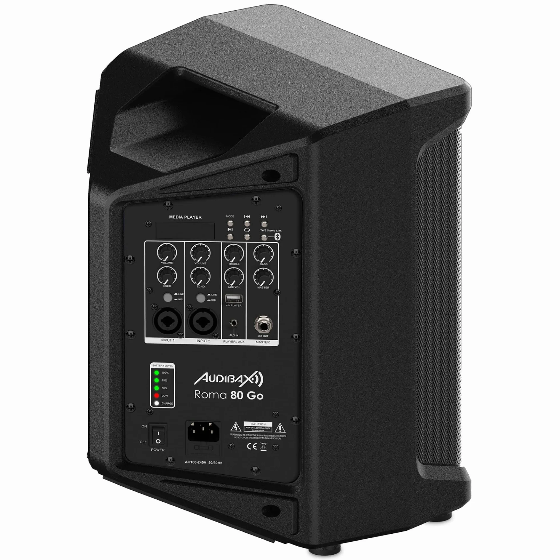 Audibax Roma 80 Go Przenośny System PA Bluetooth 6.5" 80W z akumulatorem
