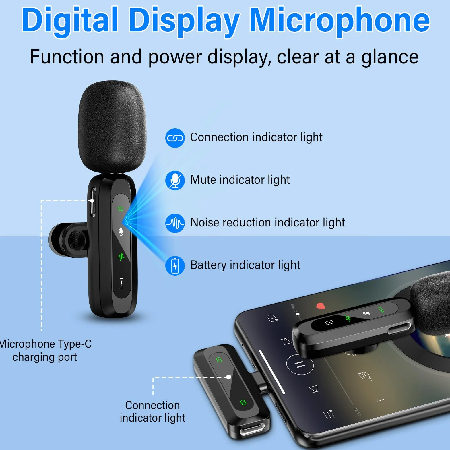 Bezprzewodowy mikrofon krawatowy do iPhone'a i Androida, 2,4 GHz, plug and play, mini mikrofon, redukcja szumów przez DSP, do nagrywania, Youtube, TikTok, blogów, wywiadów