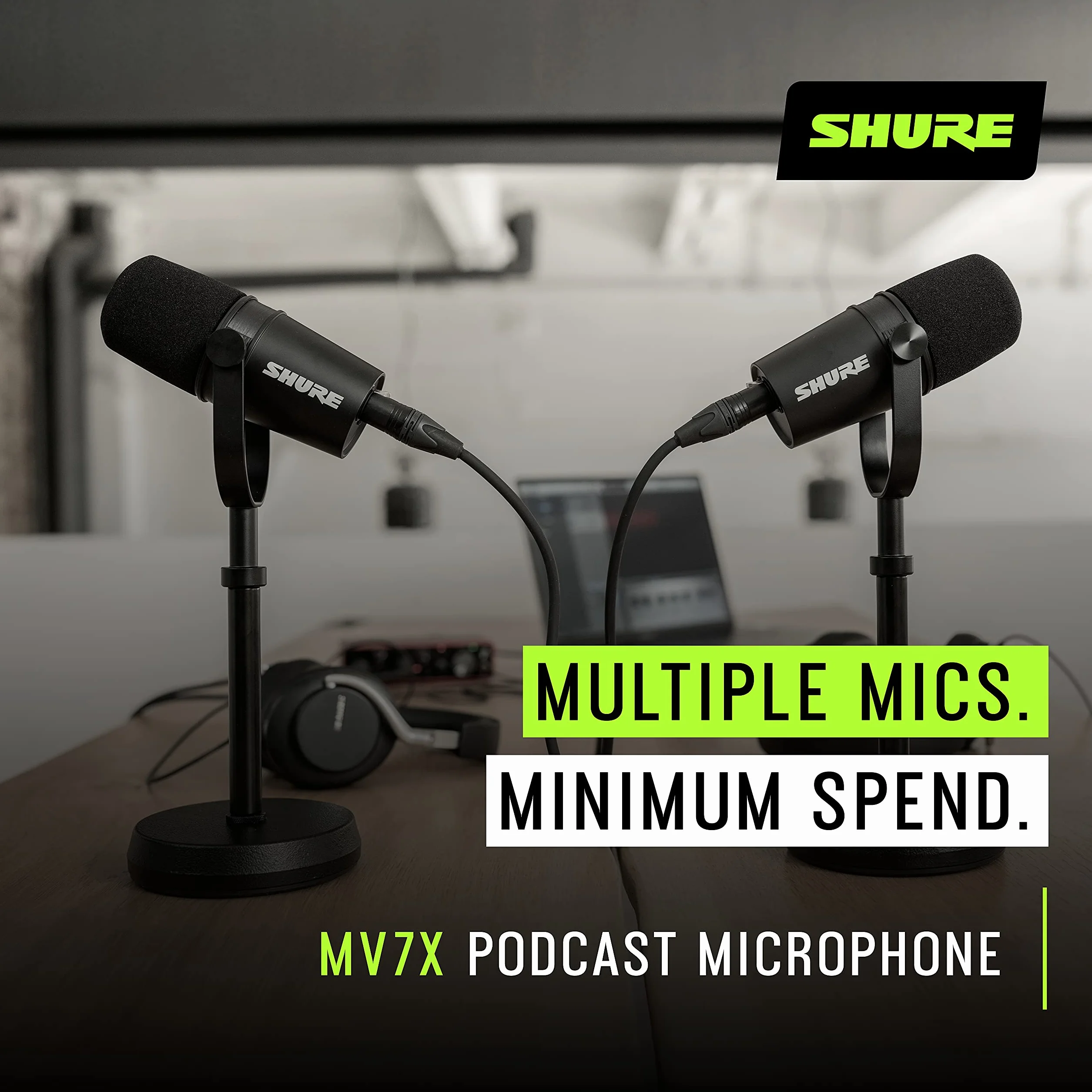 Shure MV7X XLR Pro Dynamic Mic Podcast Mikrofon - do podcastów i nagrywania wokalu, metalowa konstrukcja, kompatybilny ze statywem mikrofonowym - czarny