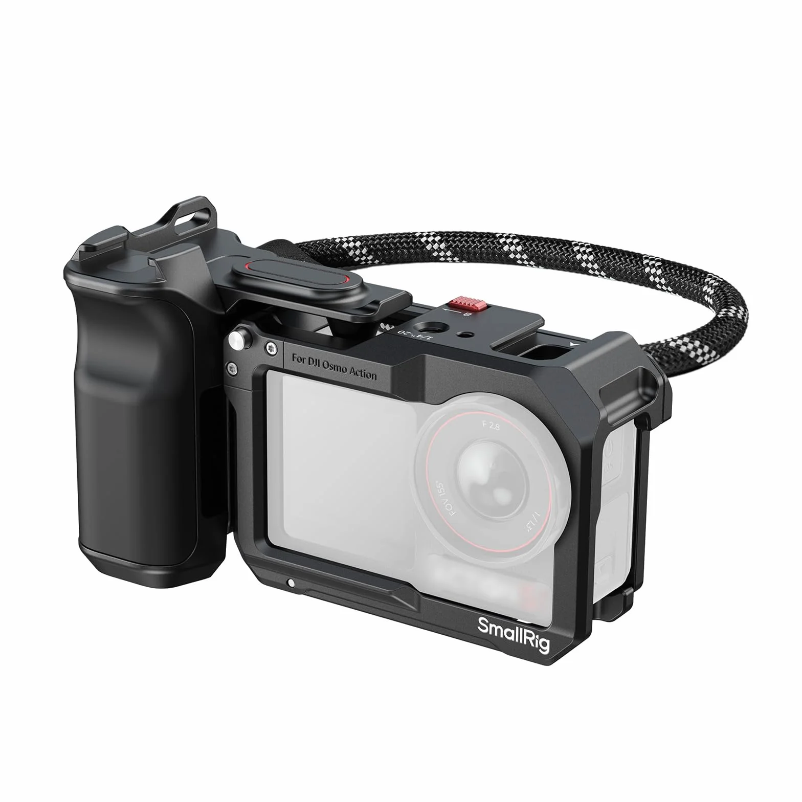 SMALLRIG Zestaw uchwytów do DJI Osmo Action 5 Pro/4/3 z klatką, uchwyt do ulicznej do DJI, szybkie zwalnianie, przycisk migawki, stopka zimna, pasek na nadgarstek, otwór z gwintem 1/4 cala - 5602