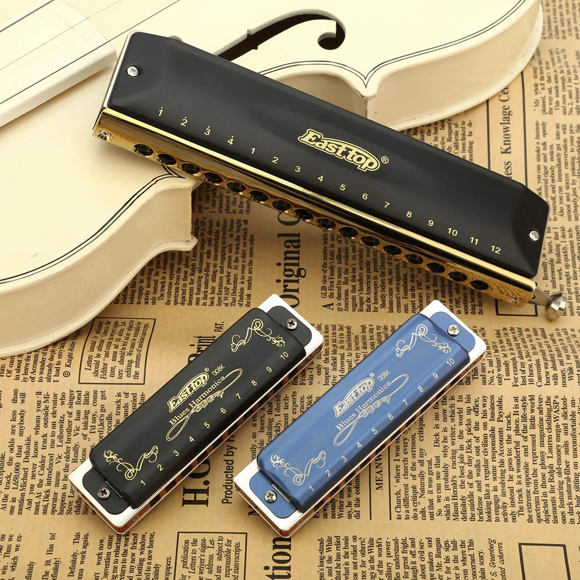 Easttop Harmonijka B 10 otworów, 20 tonów, diatoniczna harmonijka bluesowa z czarnym etui