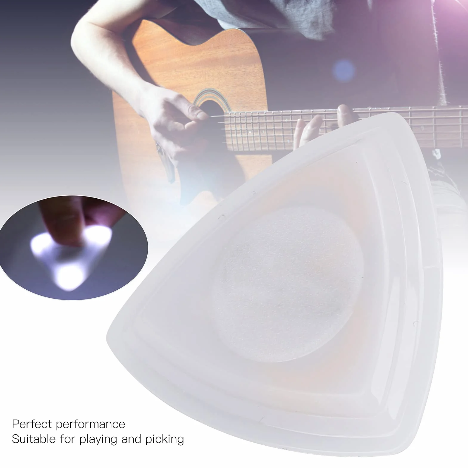 Kostki do Gitary Gitara Akustyczna Luminous Pick Food Grade Plastic LED Light Wbudowana Bateria do Gry i Zbierania Pick((Biały))