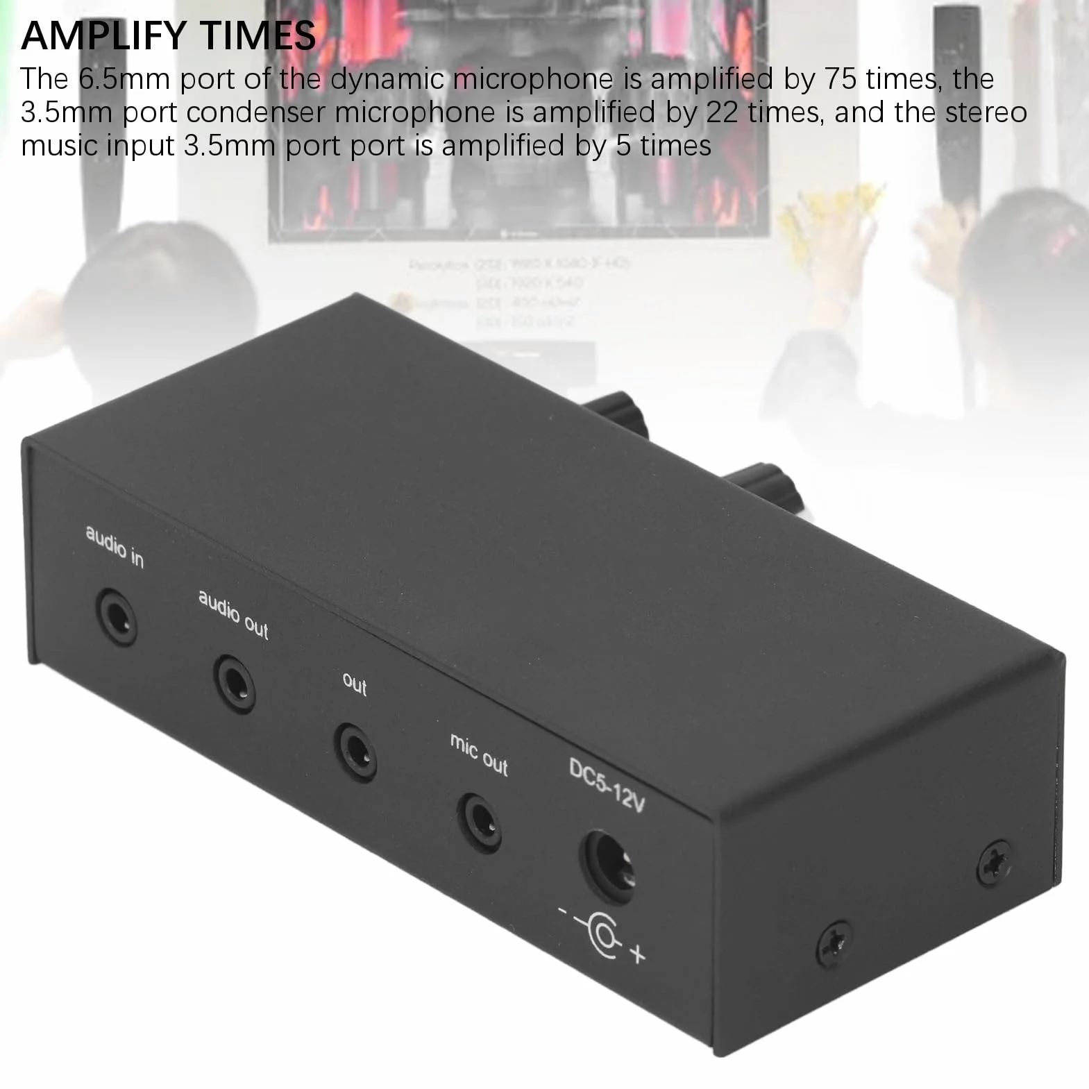 Przedwzmacniacz Mikrofonowy, 6,5 Mm Mikrofon 3,5 Mm Wzmacniacz Miksujący muzykę, Mikrofon Mikser Muzyczny Rejestrator Przedwzmacniacz Mikrofonowy z Niezależnym Pokrętłem DC 5–12 V