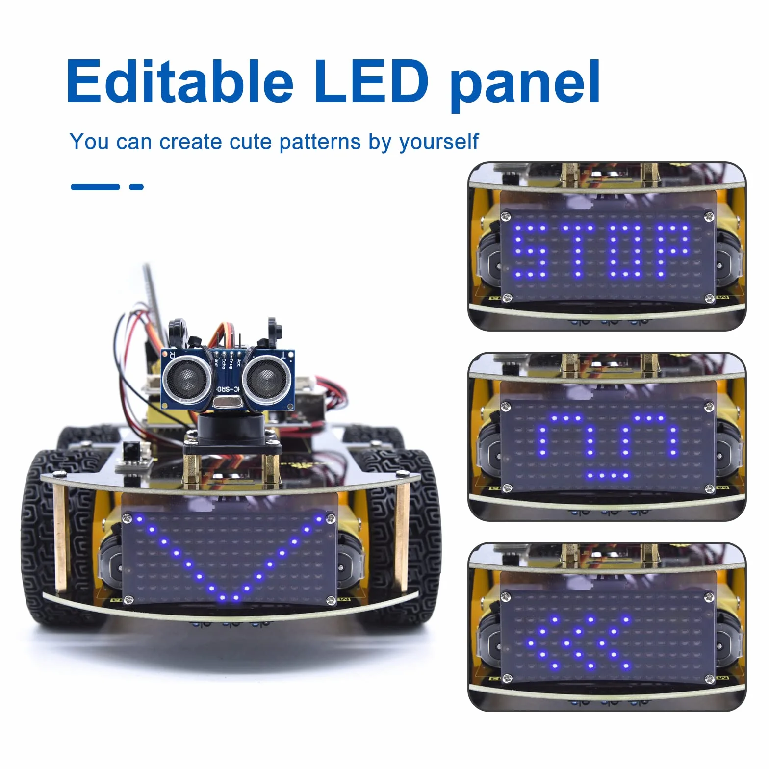 KEYESTUDIO 4WD zestaw do montażu robota V2.0+, kompatybilny z elektroniką Arduino IDE z mikrokontrolerem, modułem śledzenia line, czujnik ultradźwiękowy