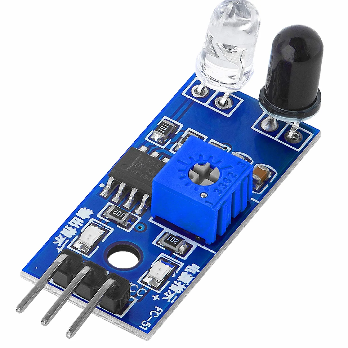 AZDelivery IR Moduł podczerwieni do wykrywania przeszkód Czujnik odległości kompatybilny z Arduino i Raspberry Pi