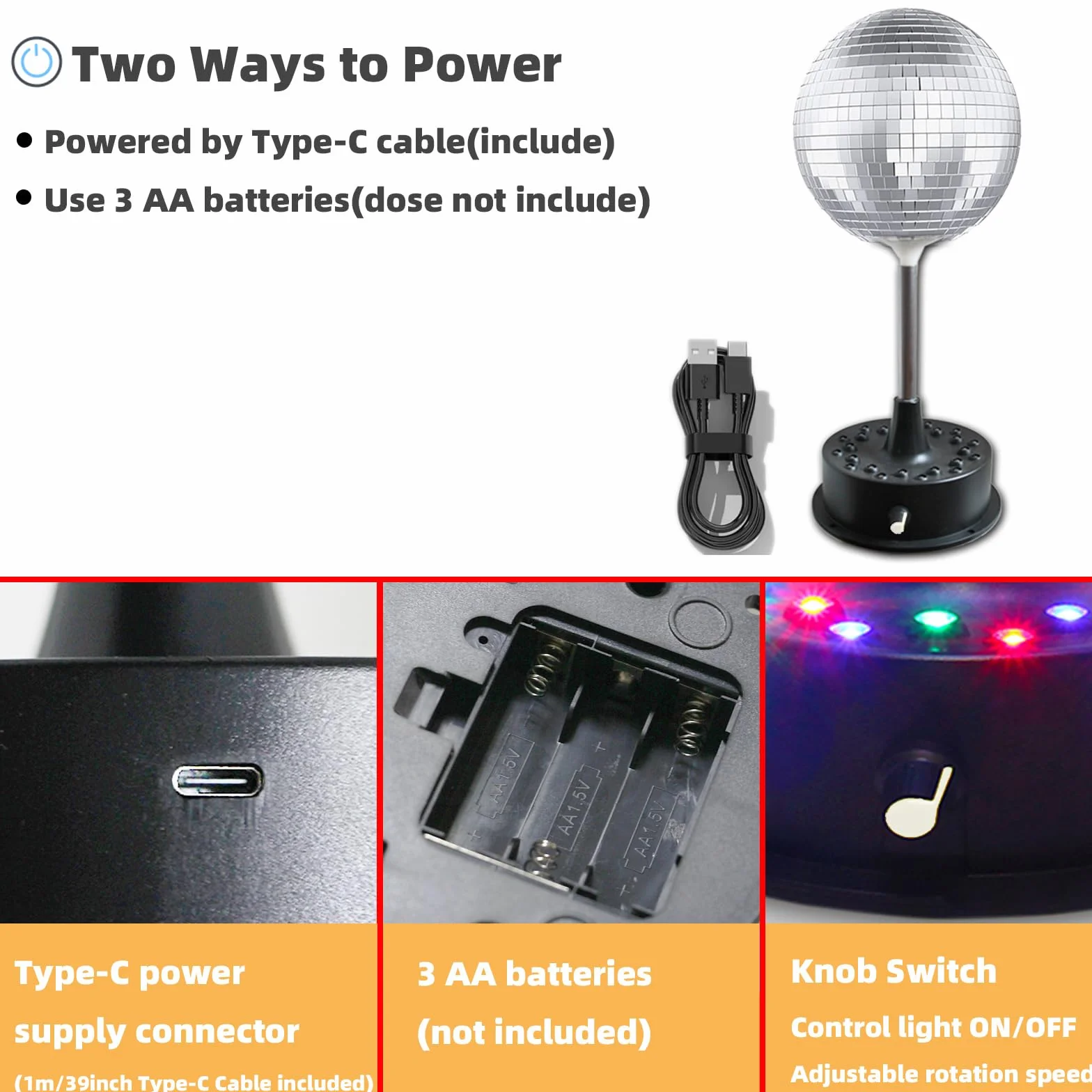 Obrotowe lusterka 15 cm, lampa dyskotekowa, wisząca, srebrna, brokatowa kula z 5 obr./min - 9 obr./min, regulowana obrotowa podstawa silnika, 24 RGB LED, nastrojowe światła DJ, idealne na imprezę, do