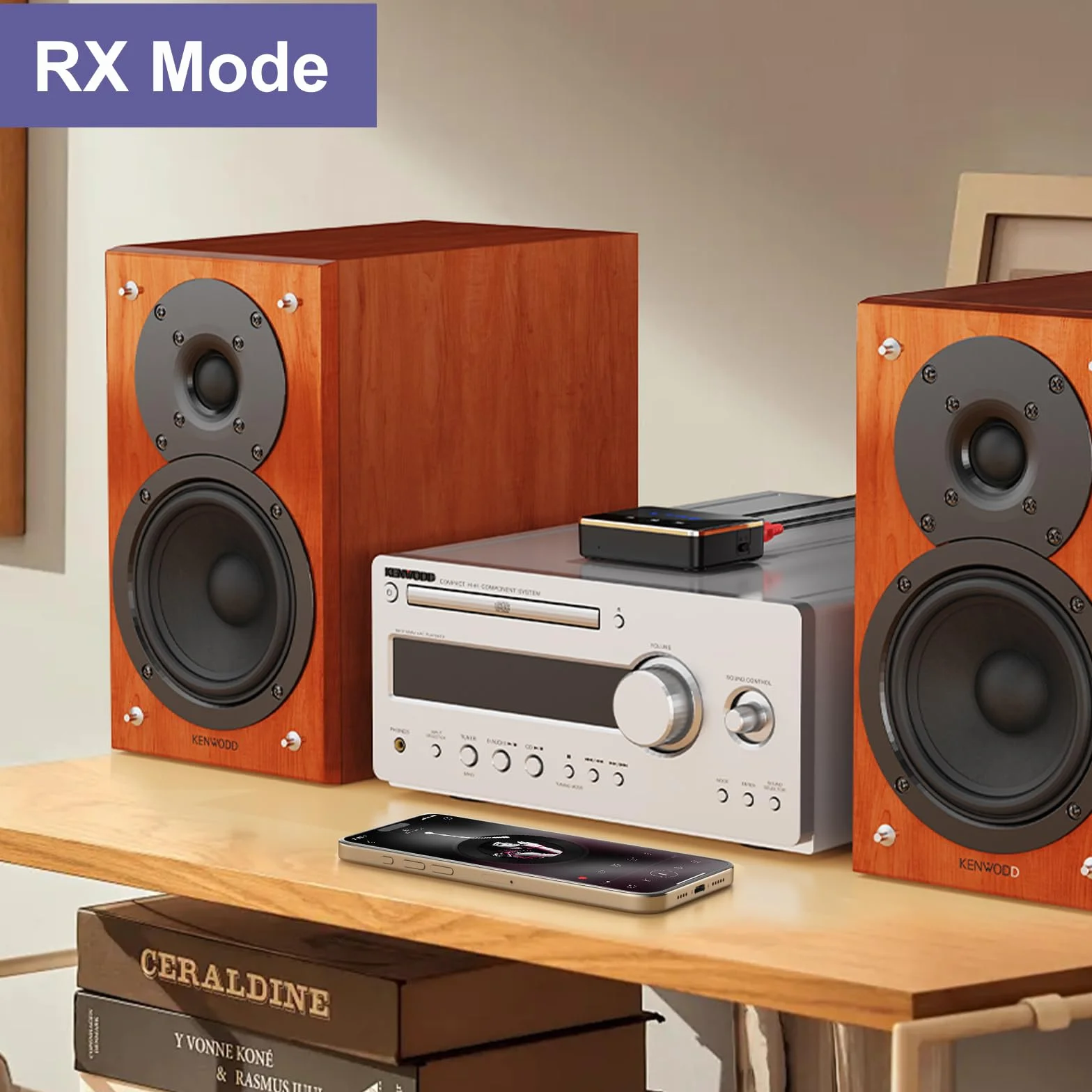 OQIMAXNadajnik Bluetooth 5.4, 3 w 1 adapter Bluetooth/AUX/RCA/optyczny, transmiter Low Latency, odbiornik do TV/PC, system stereo, obsługuje kartę TF/USB