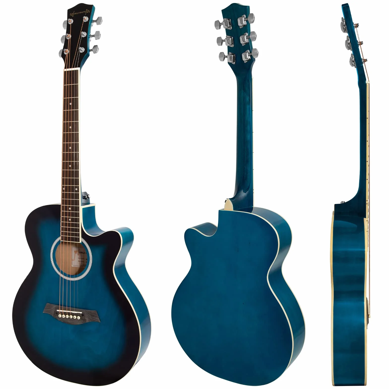 Gitara akustyczna 3/4 - gitara z wycięciem na małe ciało dla początkujących w kolorze niebieskim