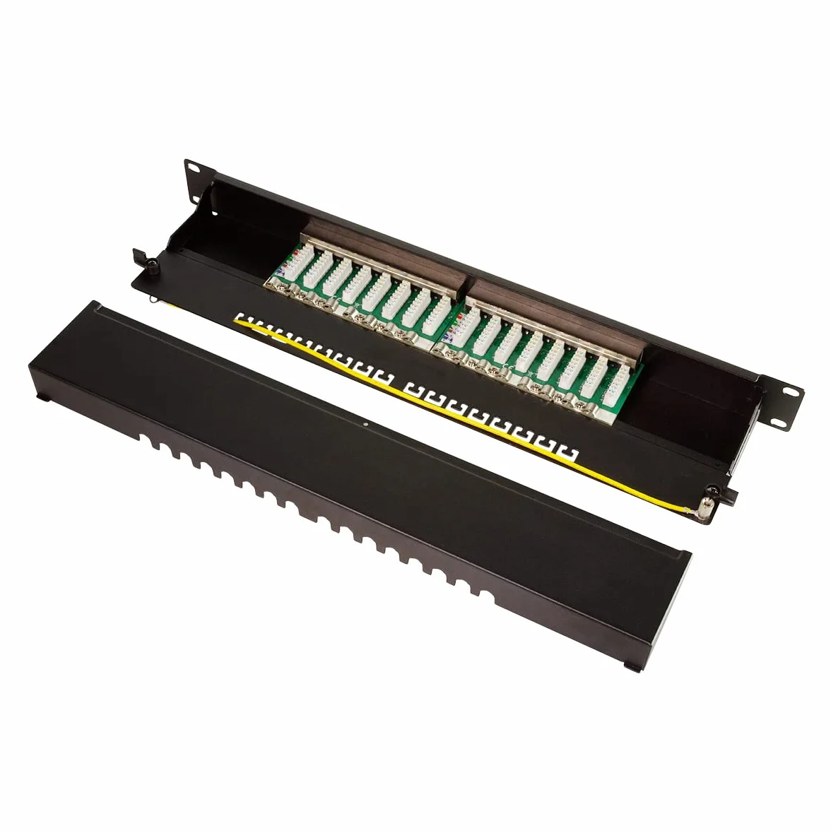 LogiLink Professional NP0076 panel krosowo-rozdzielający Cat 6A z 16 portami, PoE i PoE+, (1 jednostka wysokości), czarny