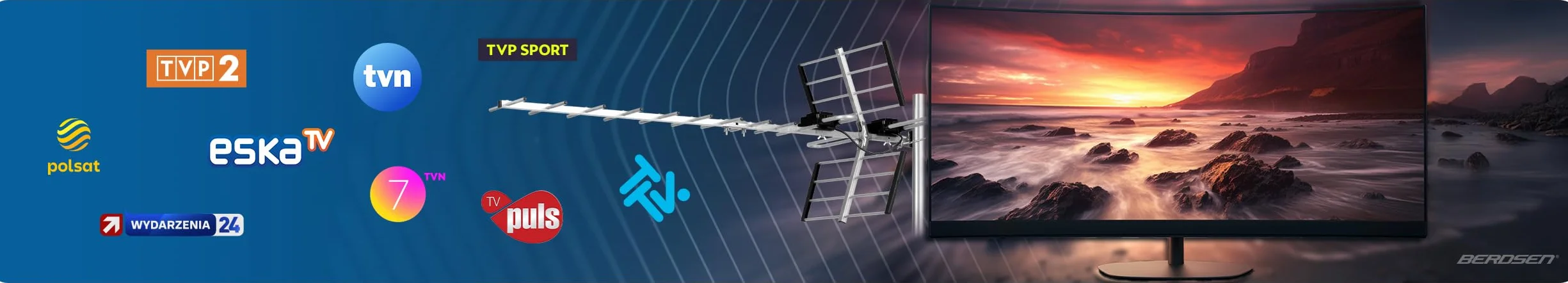 Berdsen Antena DVBT2 z Wzmacniaczem Wewnętrznym 15 dB - Zasięg do 80 km - Zewnętrzna Antena Outdoor - Filtr LTE - Full HD Ultra HD 4K
