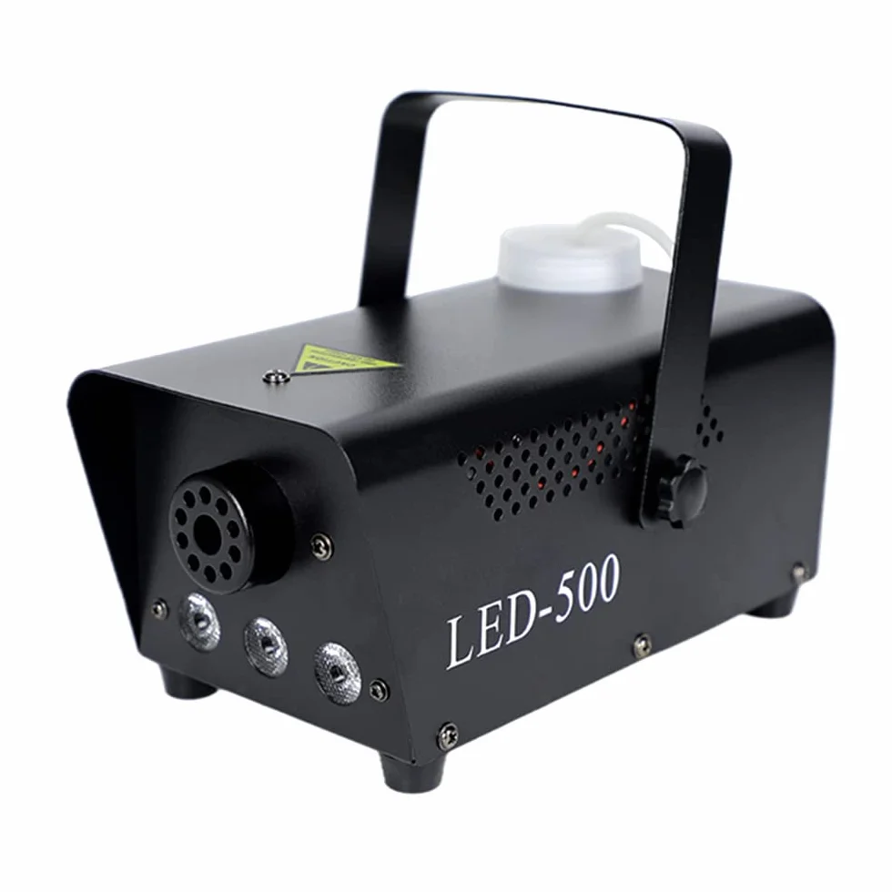 Maszyna do wytwarzania mgły 500 W, mini maszyna do palenia z pilotem zdalnego sterowania i efektem świetlnym RGB, przenośna maszyna do mgły, na Halloween, Boże Narodzenie, wesele, imprezę DJ (blaka)