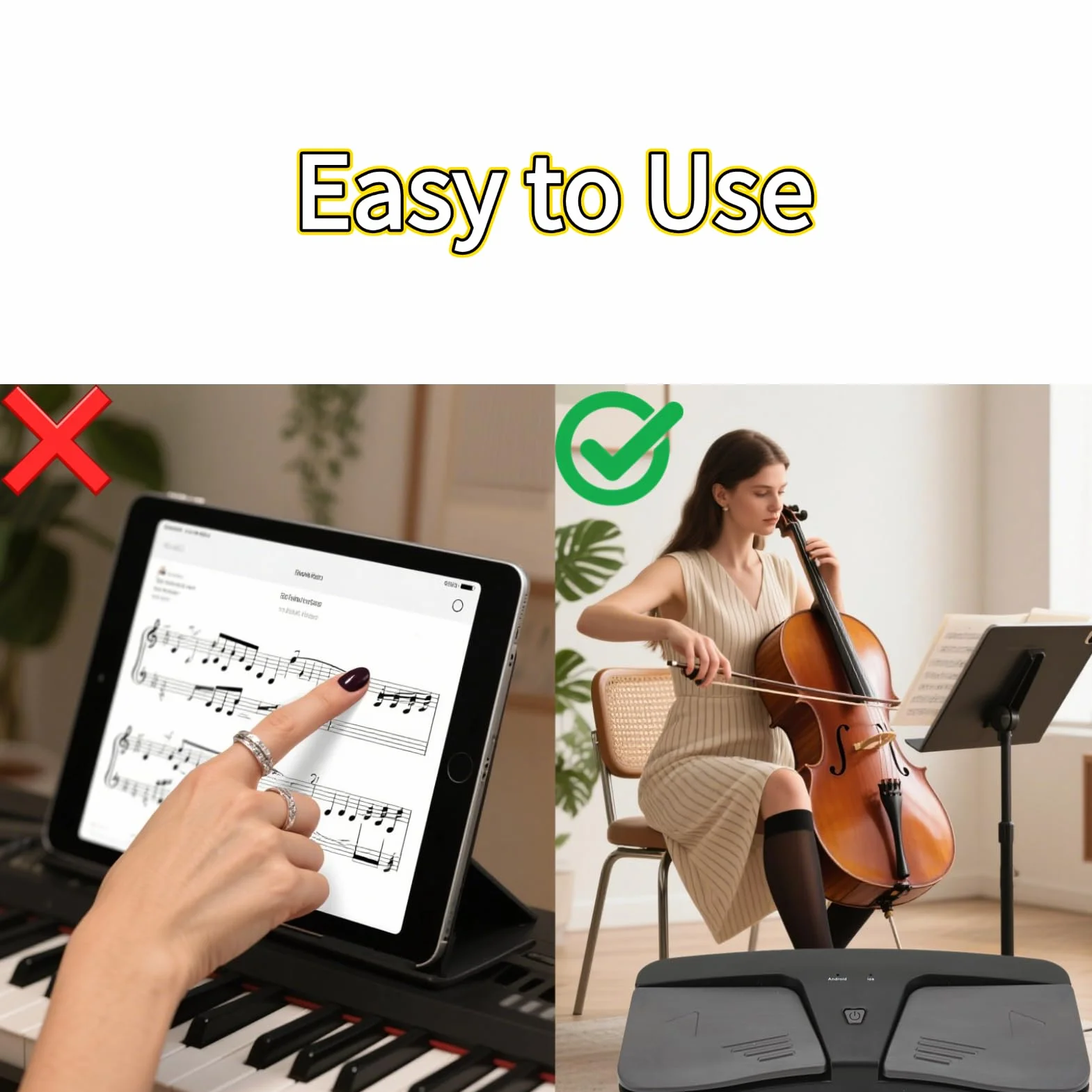 Page Turner Pedal dla tabletów, bezprzewodowy pedał muzyczny Page Turner dla IOS, dla Android, zasilany bateryjnie przełącznik nożny Bluetooth Page Turner Pedal Bezprzewodowy Page