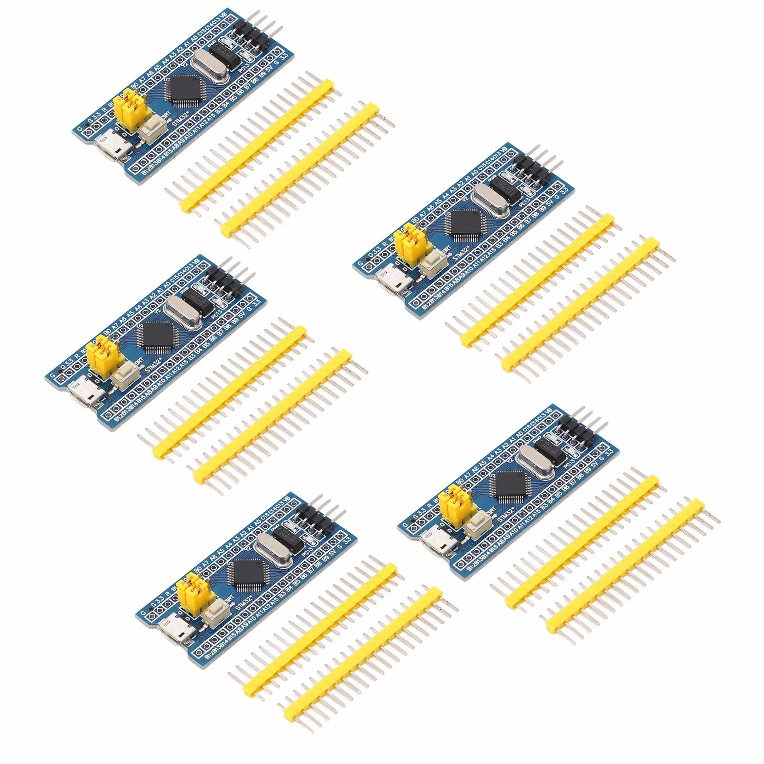 5 Sztuk F103C8T6 Płyta Rozwojowa z USB i GPIO - Moduł Mikrokontrolera dla Projektów Wbudowanych, Programowanie STM