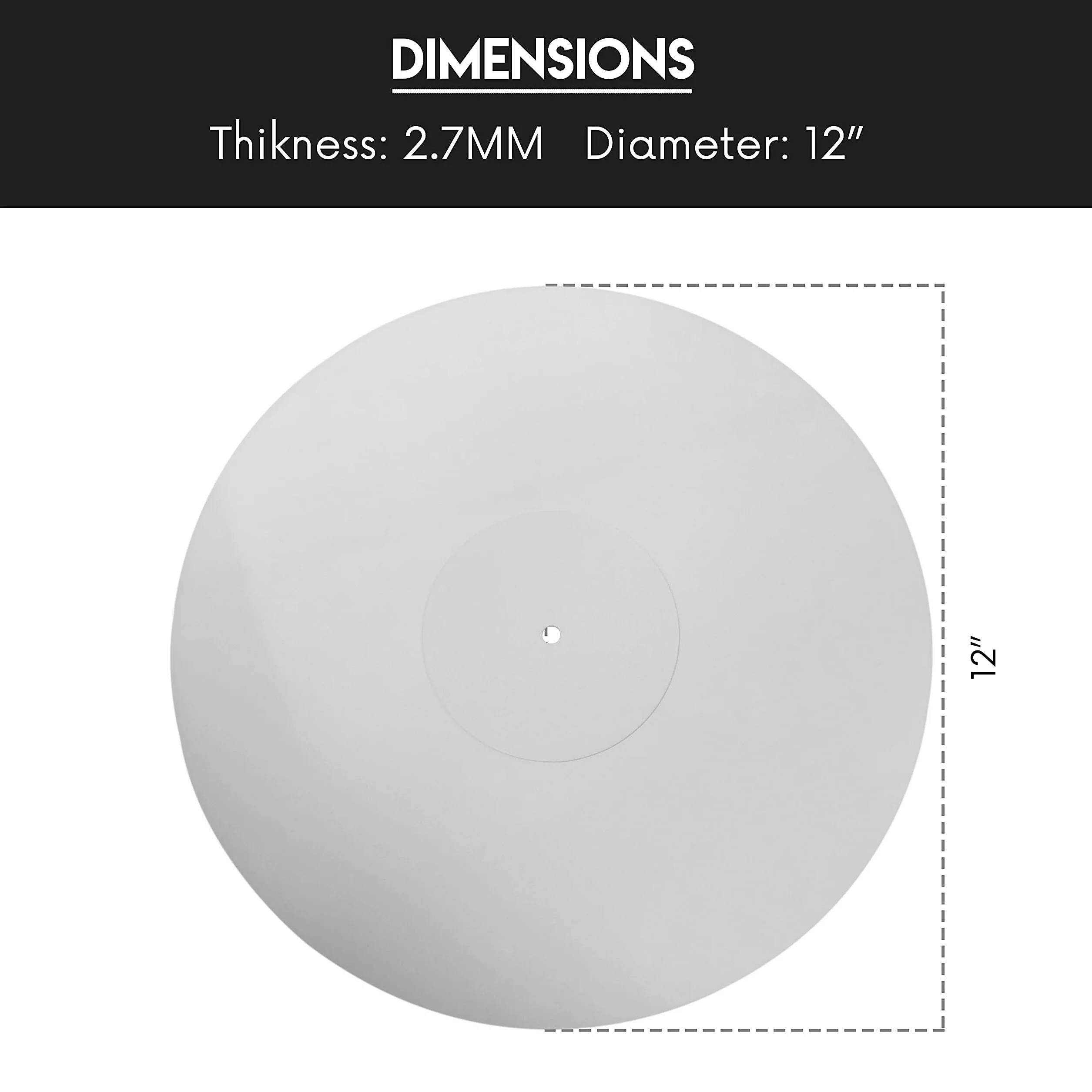 Mata gramofonowa do winylowego odtwarzacza płyt LP, 30 cm, akrylowa mata antypoślizgowa, maty antystatyczne, gramofon, poprawa jakości basów i dźwięku, antywibracyjna, maty DJ, biała