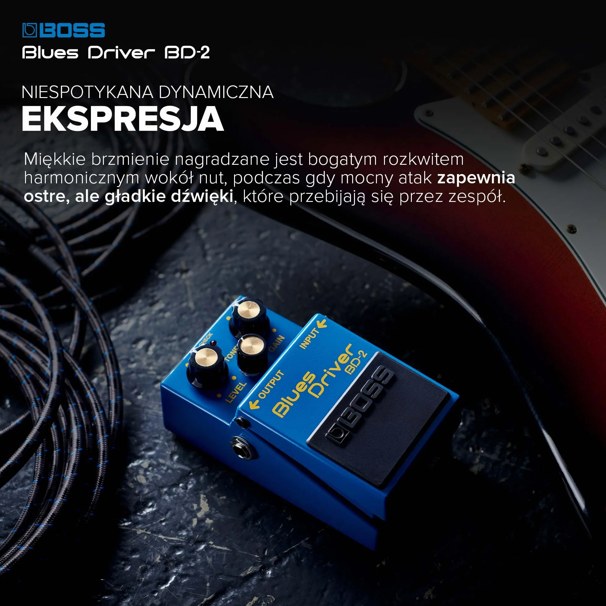 BOSS BD-2 Blues Driver | Pedał Kompaktowy Overdrive | Aksamitne i Chropowate Brzmienia | Symulacja Wzmacniacza Lampowego | Reaguje na Dynamikę Gry i Zmiany Głośności | Szeroki Zakres Wzmocnienia