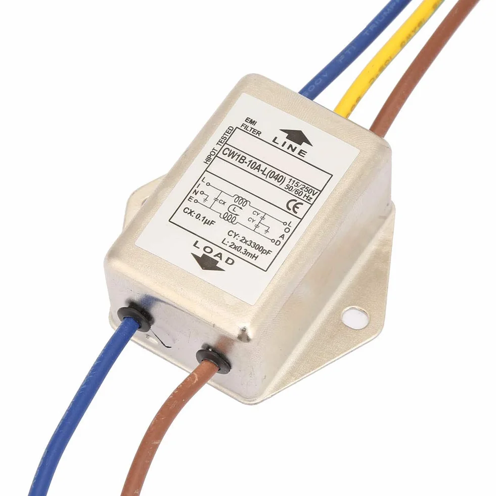 Filtr EMI 125 V 250 V filtr jednofazowy filtr mocy EMI filtr zakłóceń elektromagnetycznych CW1B-10A-L