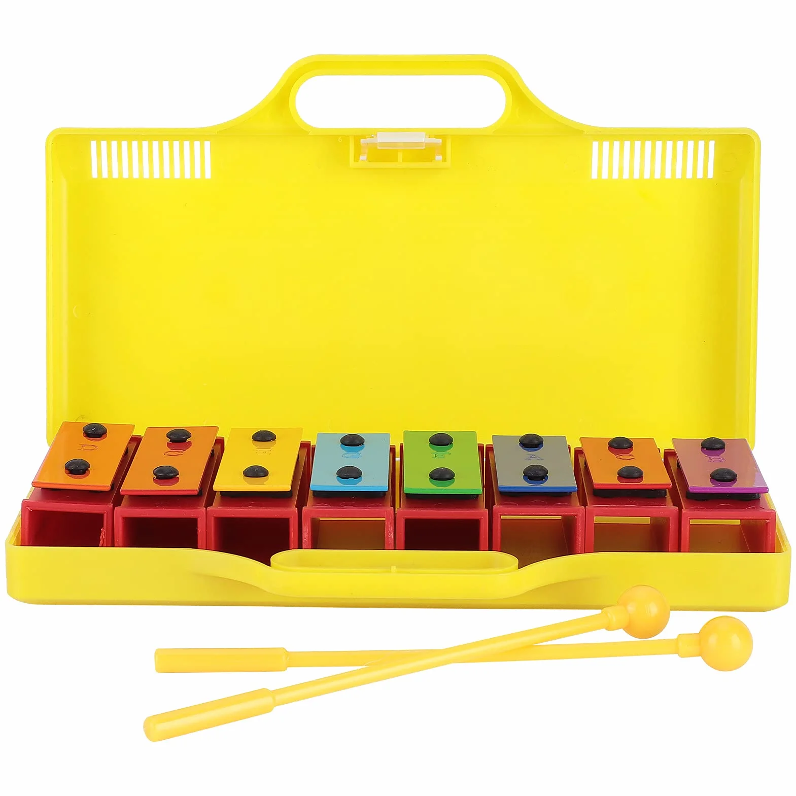 Eujgoov Professional Glockenspiel 8 Note Ksylofonowe Instrumenty Perkusyjne do Gier Rodzinnych lub Muzyczny z 2 Pałeczkami 1 żółte Pudełko