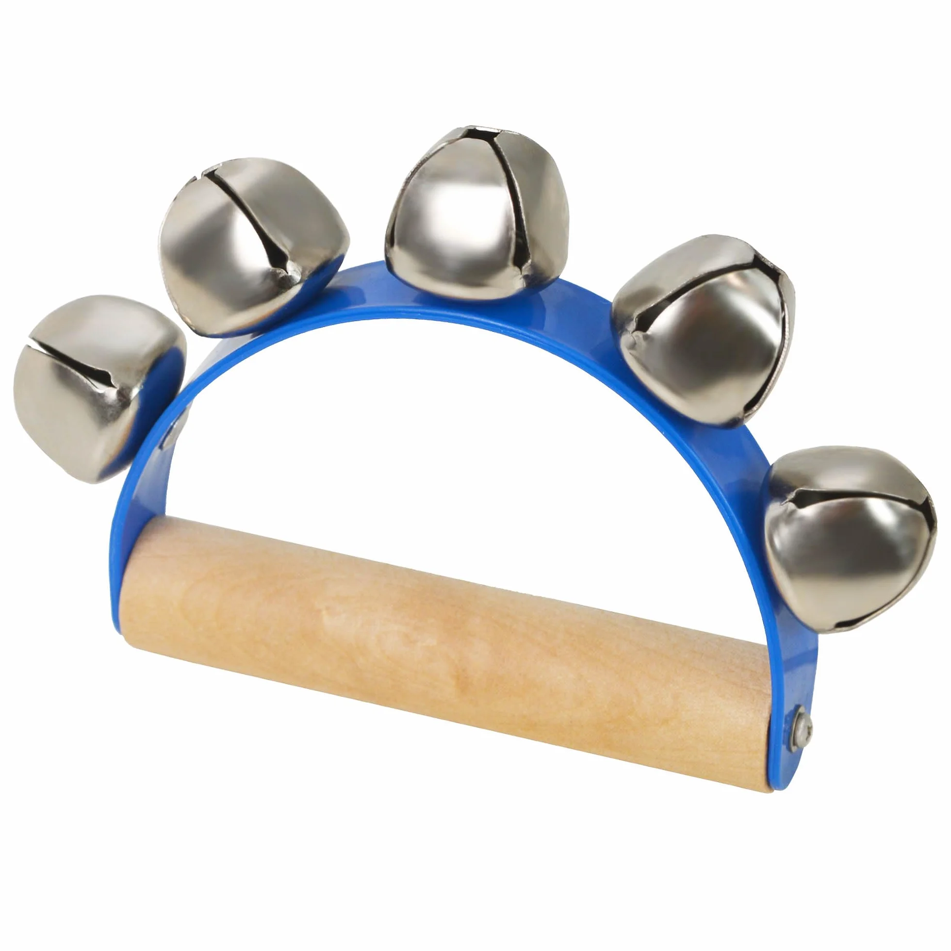 A-Star 5 Bell Jingle Shaking Sleigh Bell Dzwonek ręczny z drewnianą rączką - niebieski