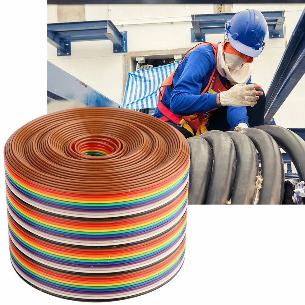 Płaski kabel taśmowy, 40P tęczowy płaski kabel taśmowy, 1,27 mm kolorowy rozstaw kabli Szerokość drutu 2 "płaski kabel taśmowy IDC (2 m)