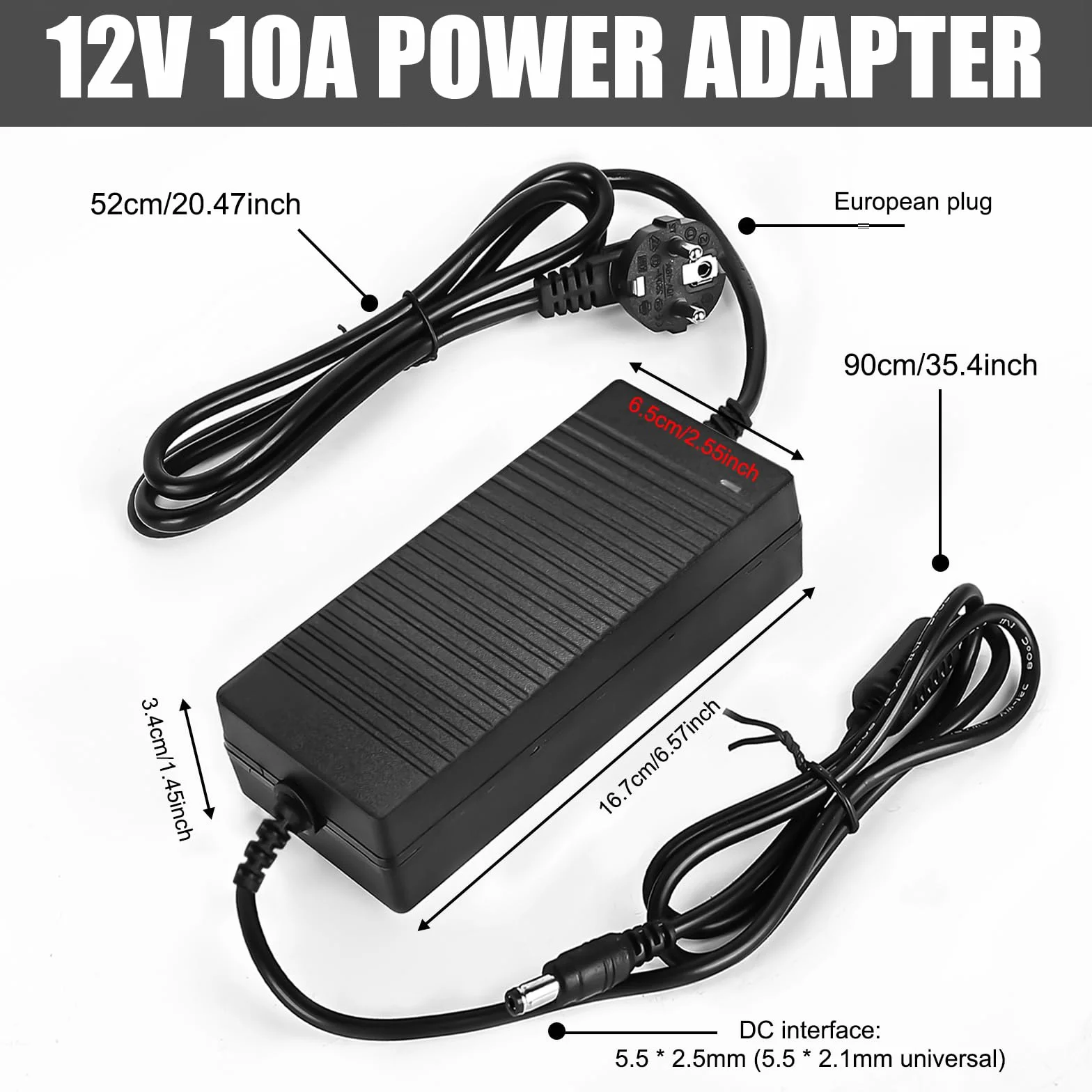 Zasilacz 12V 10A: Transformator LED 120W, zasilacz sieciowy 110-240V AC do 12V DC 10A, przetwornica napięcia transformator dla taśm LED, routerów, głośników, telewizorów LCD, monitorów od Behogan