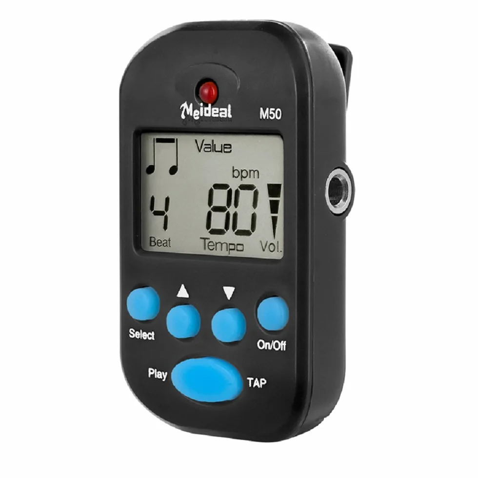 Cyfrowy metronom wielofunkcyjny klips LCD cyfrowy rytm tempo mini metronom z baterią do fortepianu skrzypiec gitara pułapka bęben biegnący - czarny