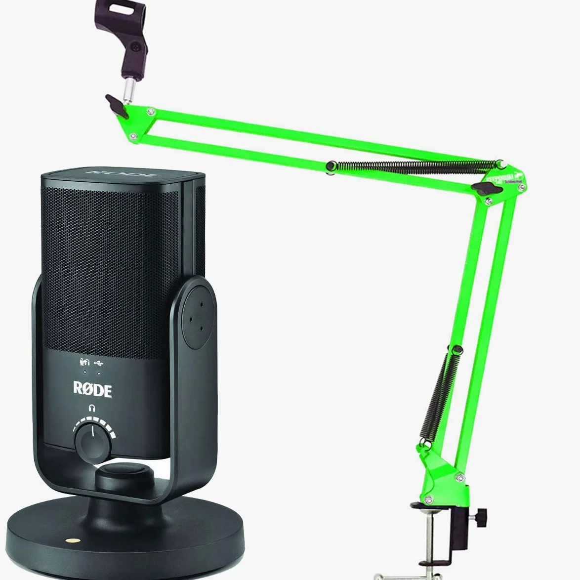 Rode NT-USB MINI USB mikrofon kondensatorowy + keepdrum NB35 GR zielone ramię mikrofonowe