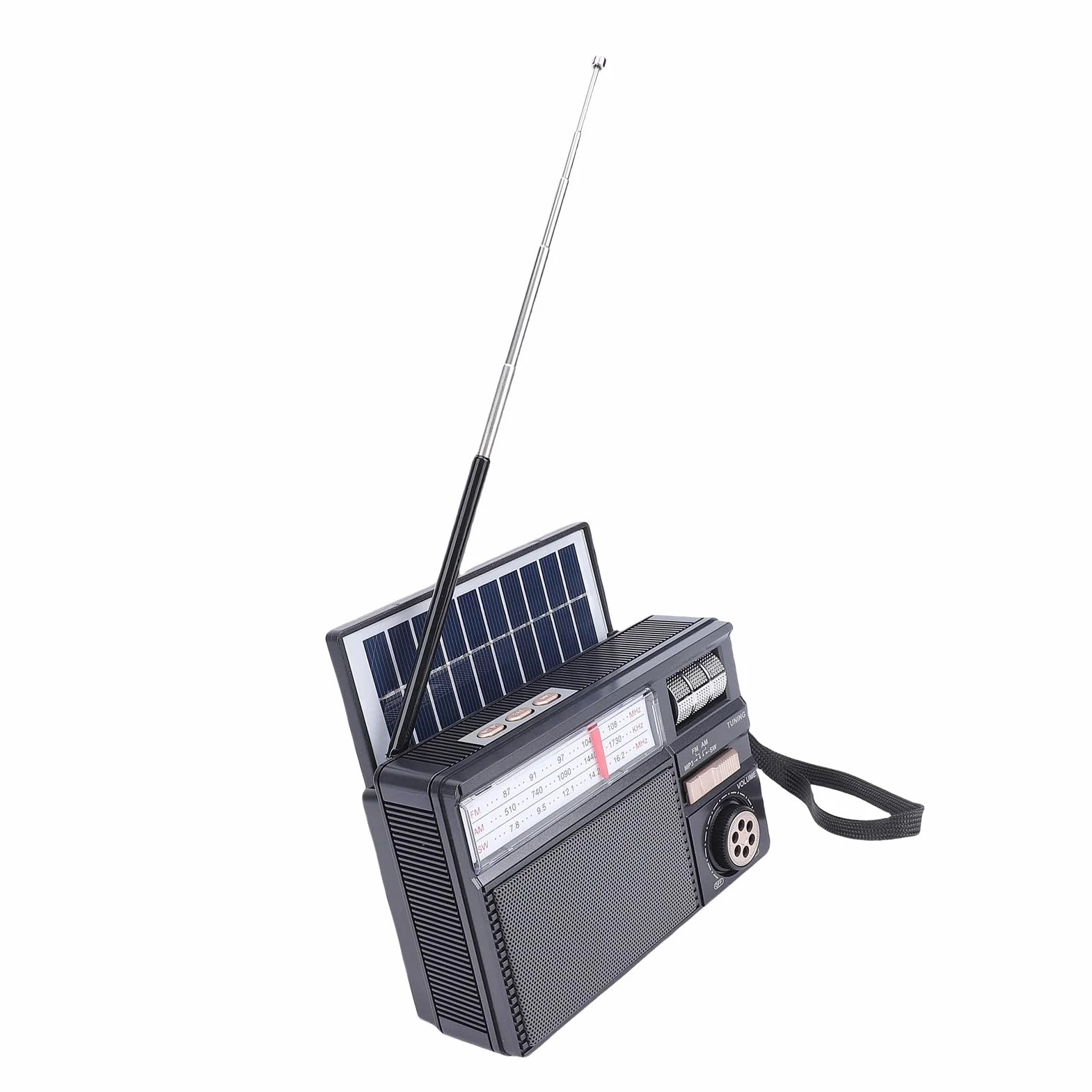 Gugxiom Solarne Radio Bluetooth, Przenośne Radio AM FM SW z Panelem Słonecznym, Akumulatorowy Głośnik Zewnętrzny na Kemping, Obsługa Odtwarzania Kart USB/TF (BLACK)