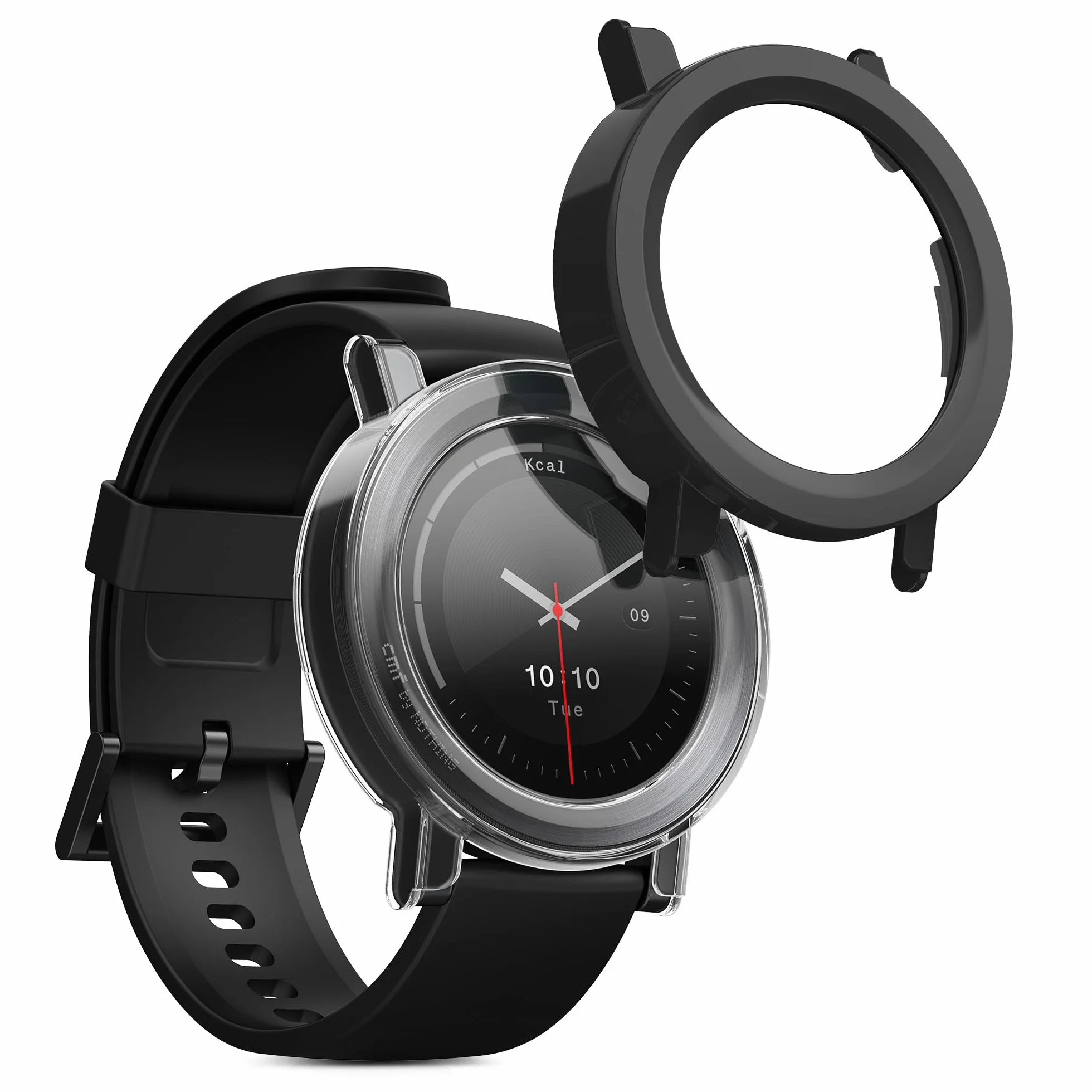kwmobile Etui kompatybilne z CMF Watch 3 Pro Case - 2X Osłona ekranu ze szkła hartowanego do trackera fitness - przezroczysta-czarna