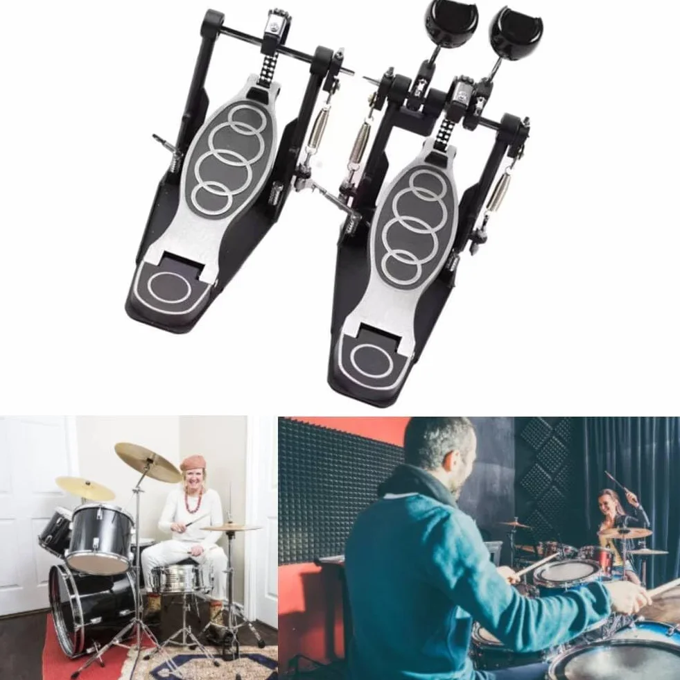Podwójny Pedał Perkusyjny, Pewny Chwyt Stabilny Mocny Efekt Cynkowo-aluminiowy Profesjonalny Stopa Do Bębna Do Zestawu Perkusyjnego I Perkusji Elektronicznej(Pedal)