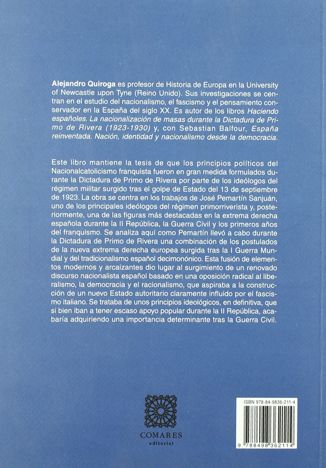 Los orígenes del nacionalcatolicismo : José Pemartín y la dictadura de Primo de Rivera