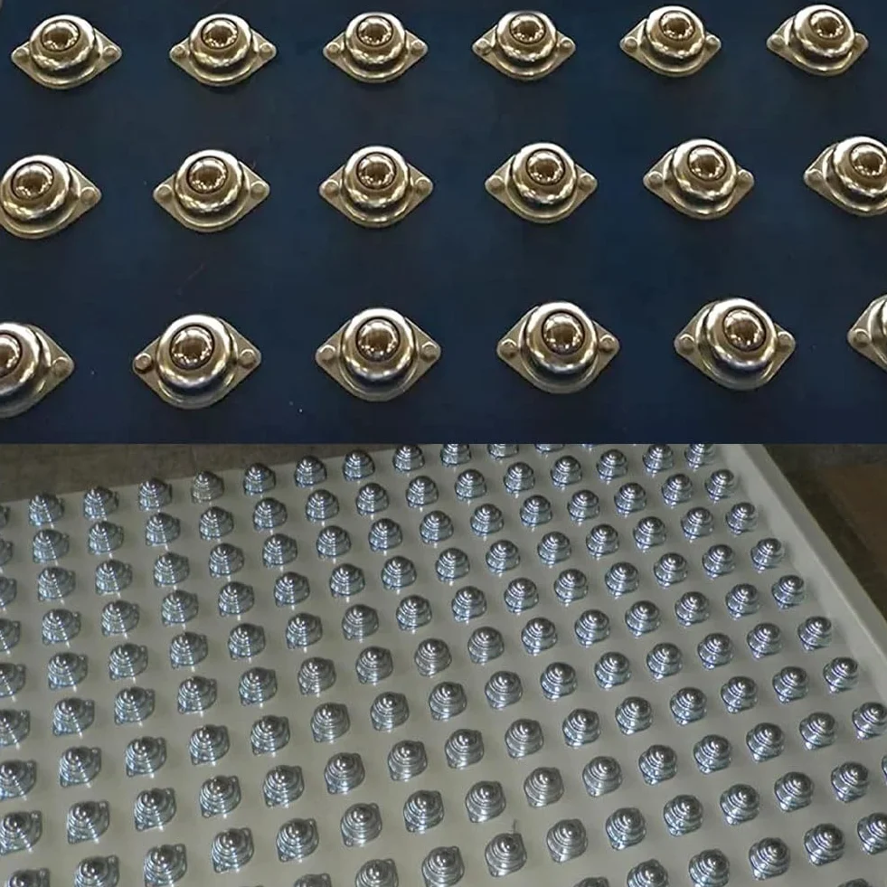 LightBeacon 8 sztuk kółek do przenoszenia kulek, łożyska stożkowe, 360 stopni płaskie rolki kulkowe z M4 x 16 mm śruby do wózków półkowych