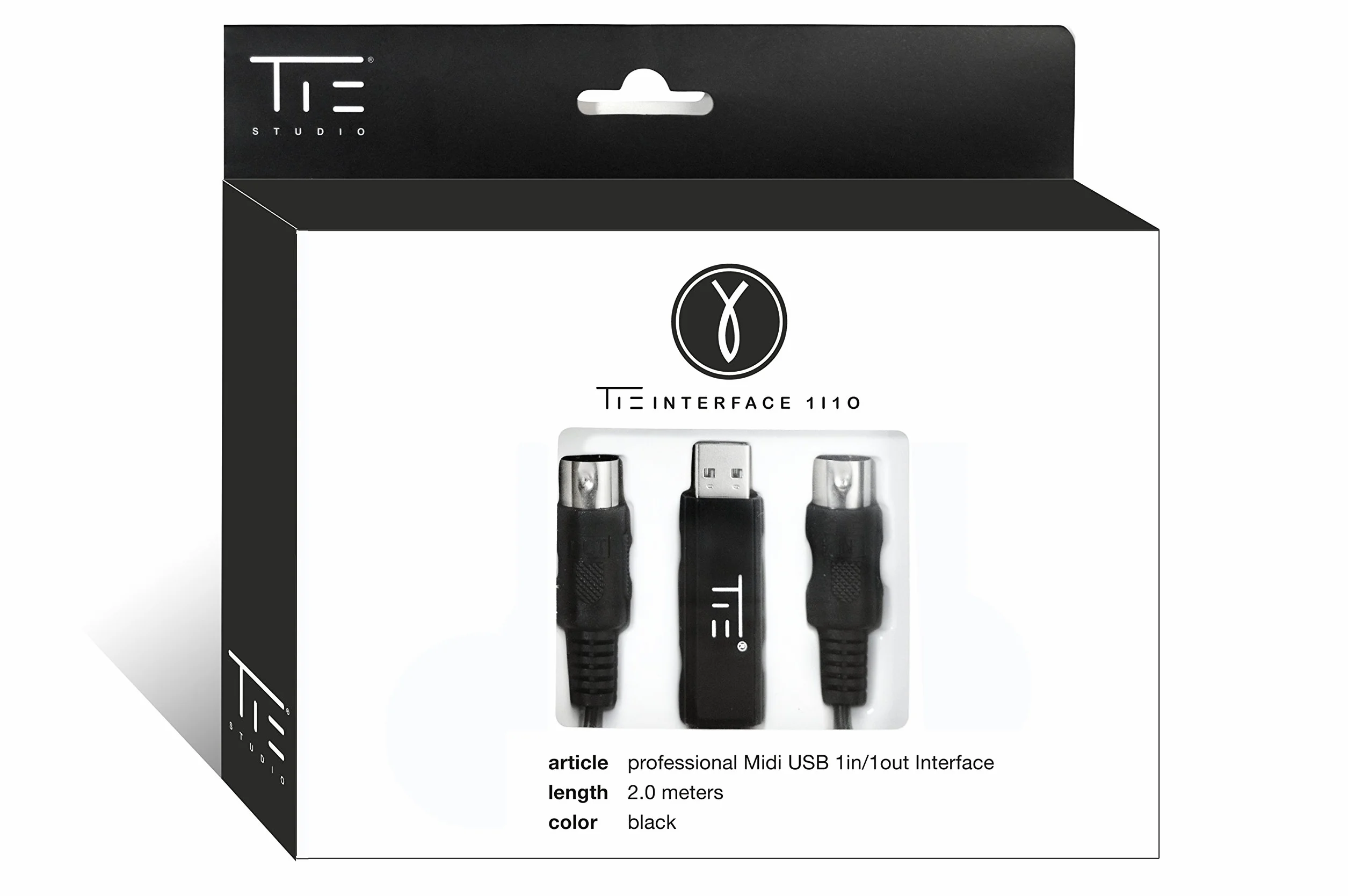 Tie Midi 1I1O Kabel Midi/Usb, Czarny, 2 metry