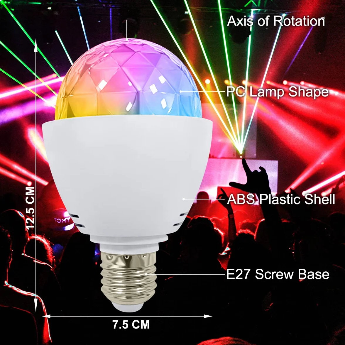 Kryształowa kula LED E27 RGB z pilotem zdalnego sterowania dyskotekowa