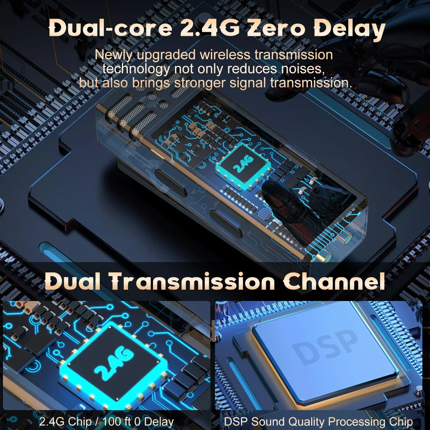 AURTEC Bezprzewodowy mikrofon krawatowy z etui ładującym do telefonów Type C/USB C, zestaw 2 sztuk, Plug & Play, zasięg 30 m, redukcja szumów i duża bateria