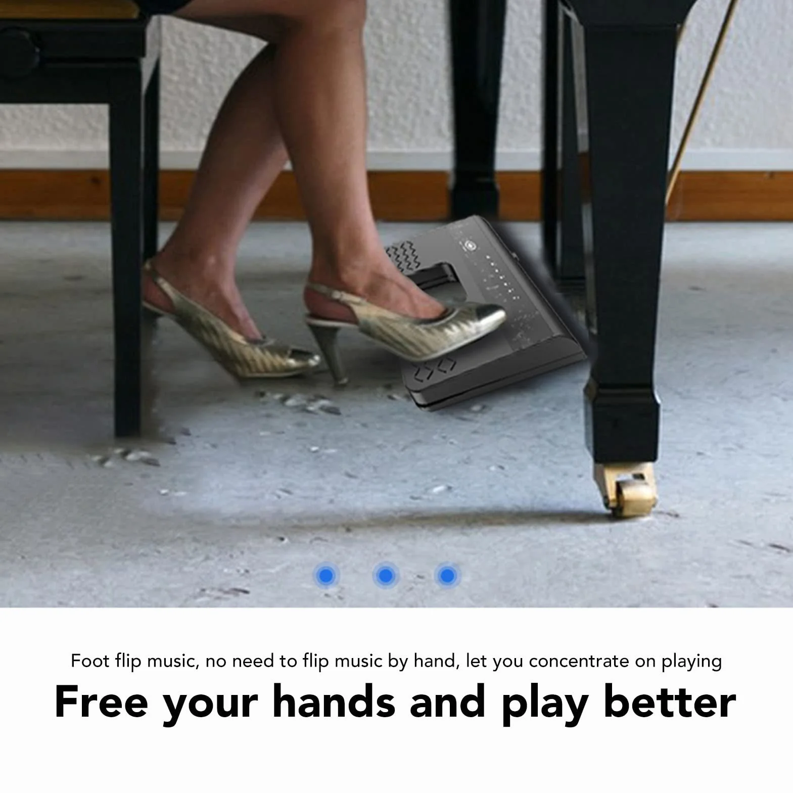 Bezprzewodowy pedał Zmiany Strony, pedał Nożny Bluetooth Akumulator Cichy Arkusz Muzyczny Page Turner na Tablety/Smartfony, Czarny
