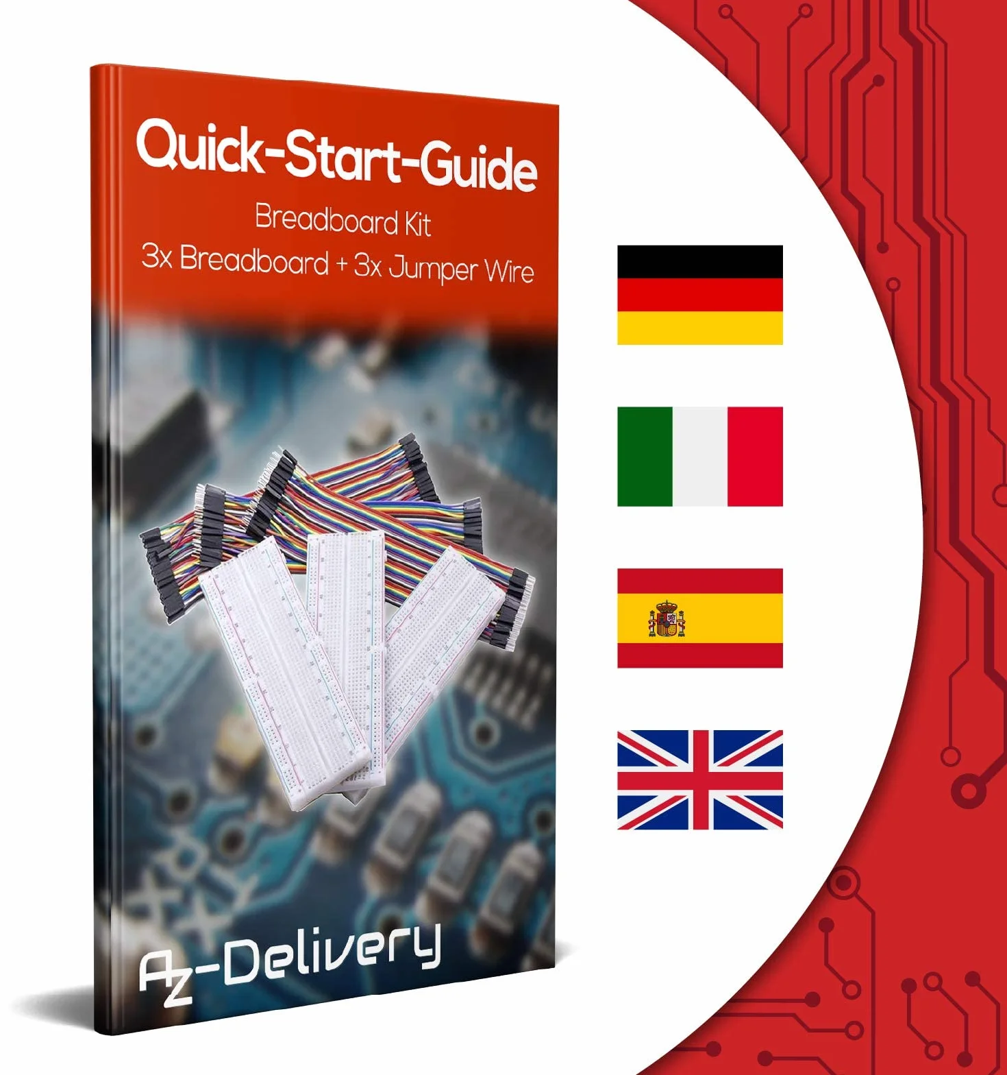 AZDelivery 3 x Breadboard Kit - 3x Jumper Wire m2m / f2m / f2f + 3szt MB102 Breadbord kompatybilny z Arduino i Raspberry Pi wraz z e-book!